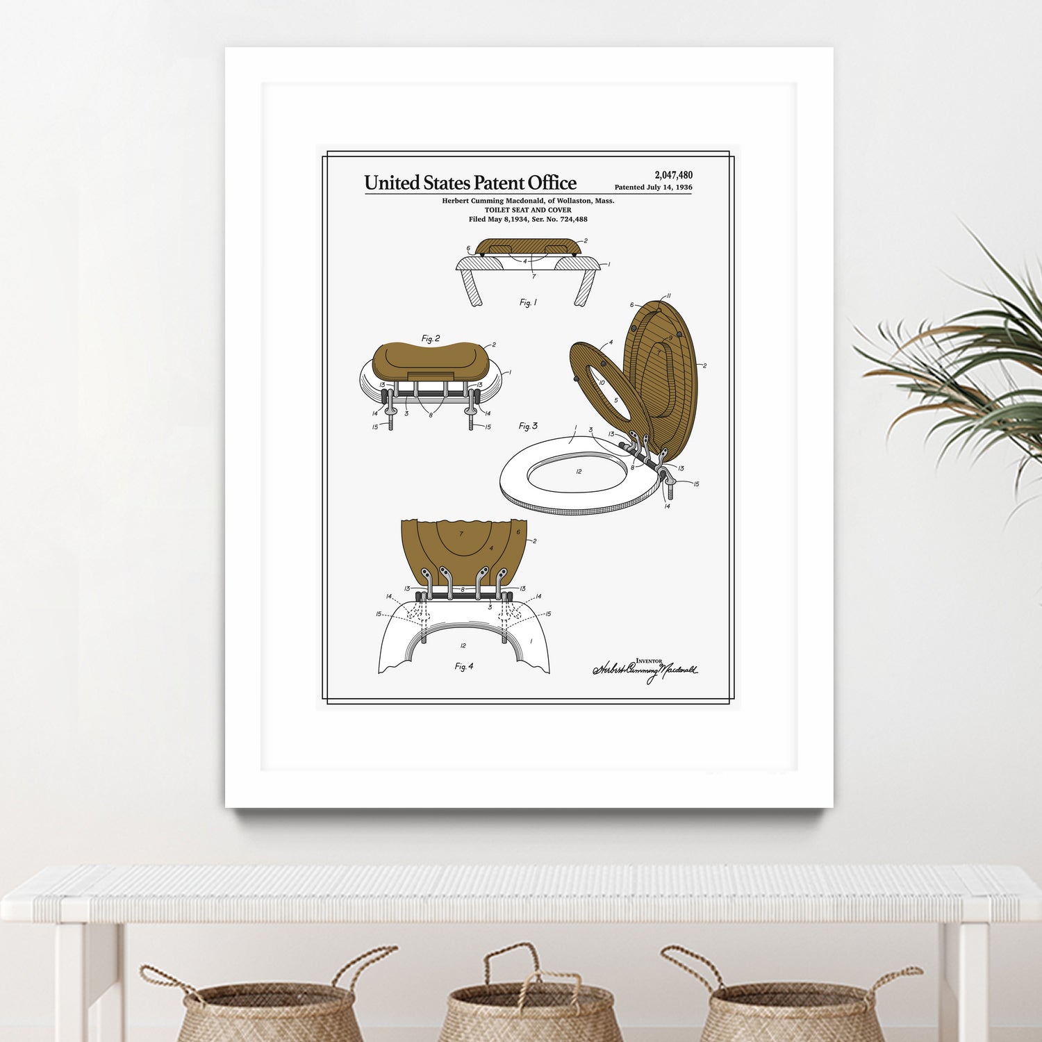 Toilet Seat and Cover Patent by Finlay McNevin on GIANT ART - white typography