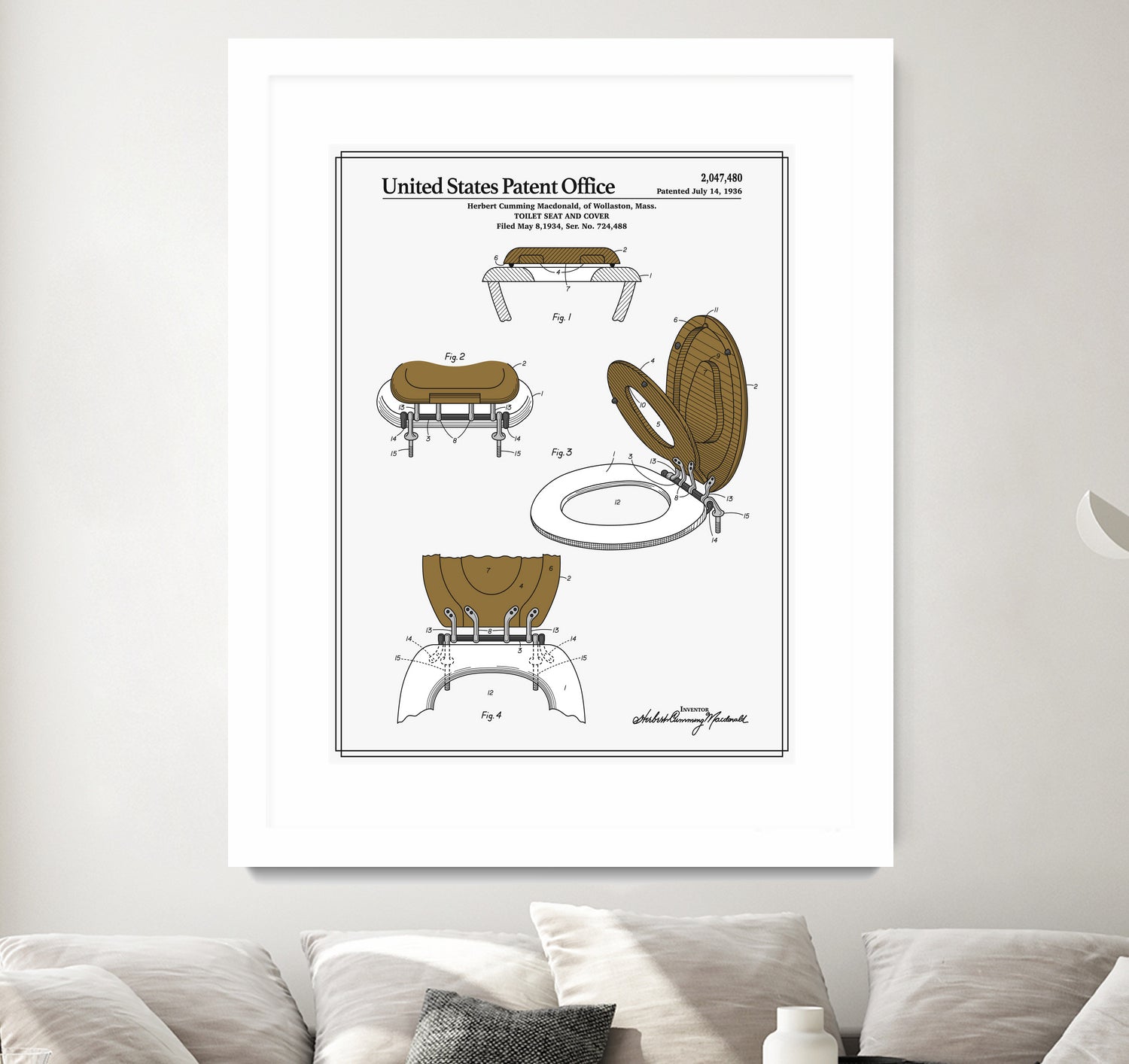 Toilet Seat and Cover Patent by Finlay McNevin on GIANT ART - white typography