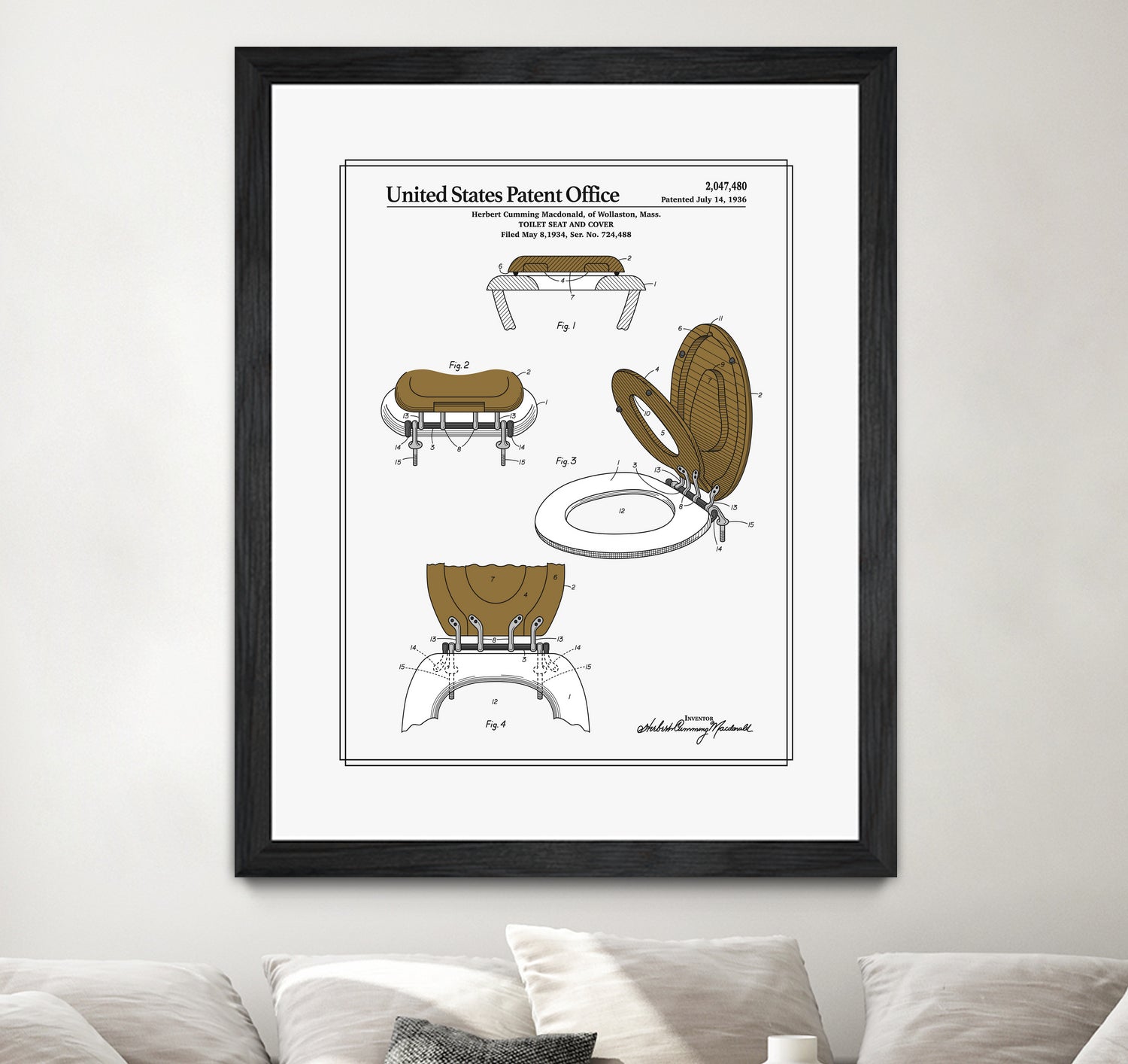 Toilet Seat and Cover Patent by Finlay McNevin on GIANT ART - white typography