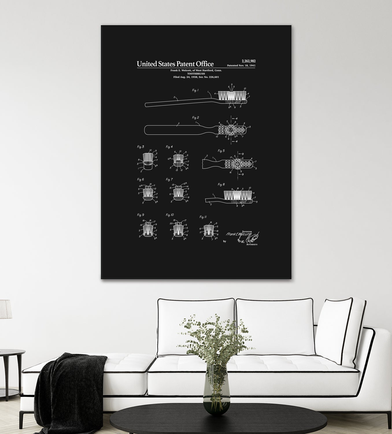 Toothbrush Patent - Black by Finlay McNevin on GIANT ART - black typography