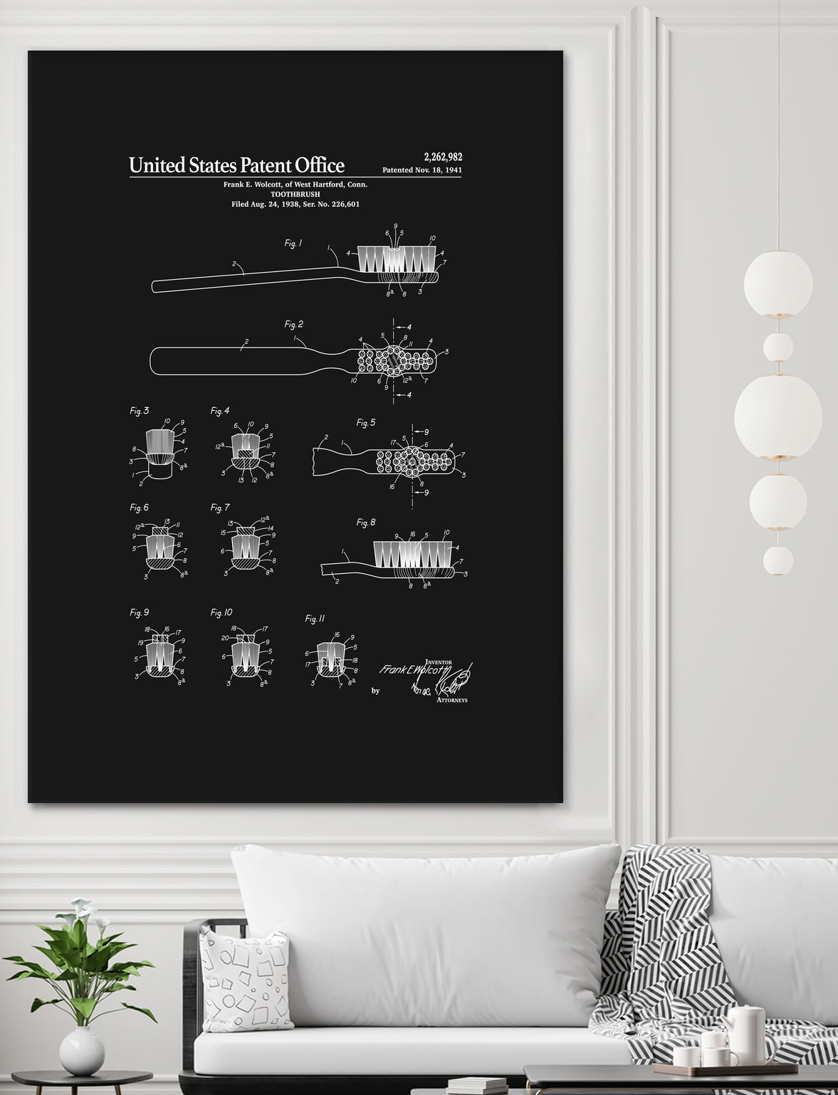 Toothbrush Patent - Black by Finlay McNevin on GIANT ART - black typography