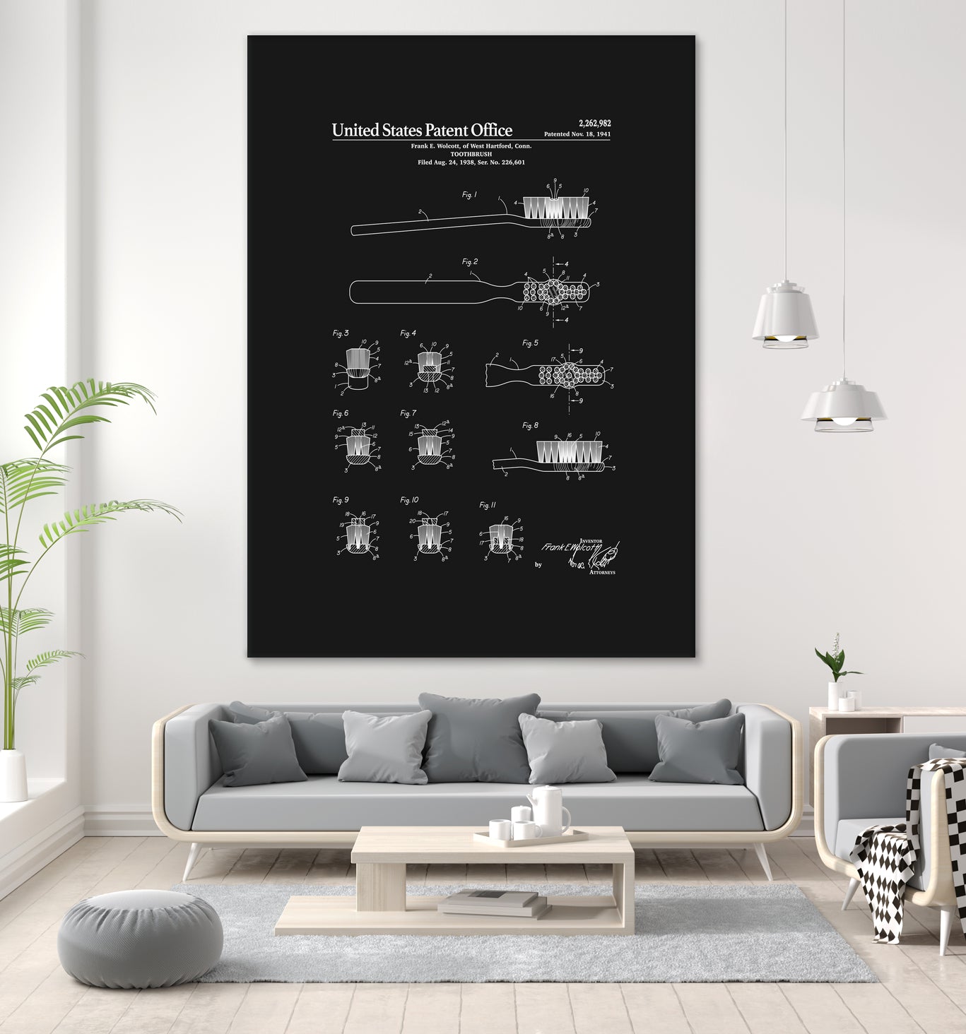 Toothbrush Patent - Black by Finlay McNevin on GIANT ART - black typography