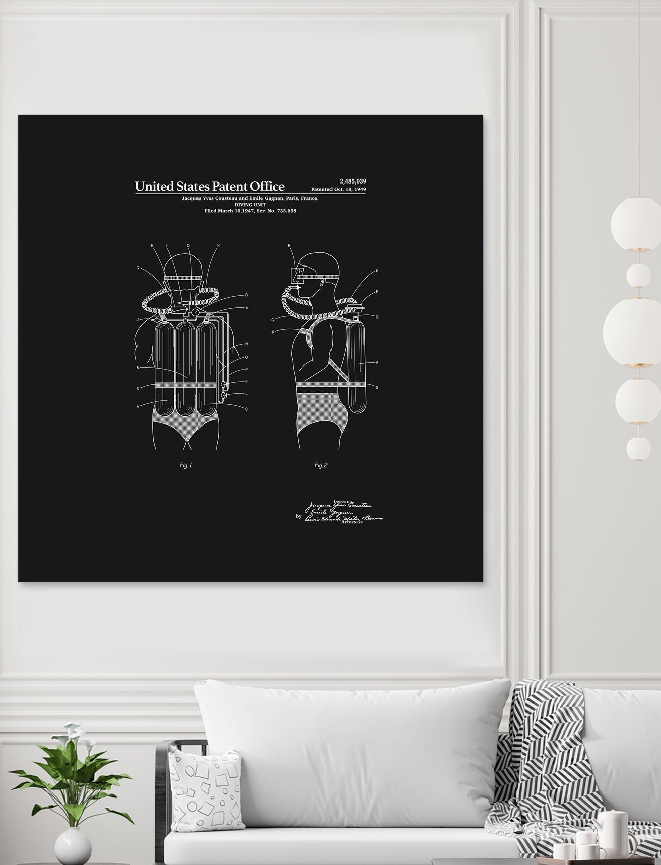 Jacques Cousteau Diving Unit Patent - Black by Finlay McNevin on GIANT ART - black typography