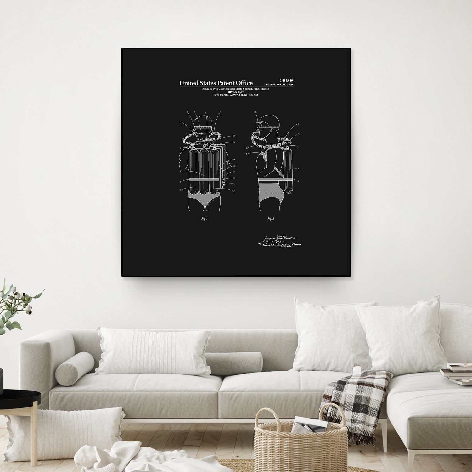 Jacques Cousteau Diving Unit Patent - Black by Finlay McNevin on GIANT ART - black typography