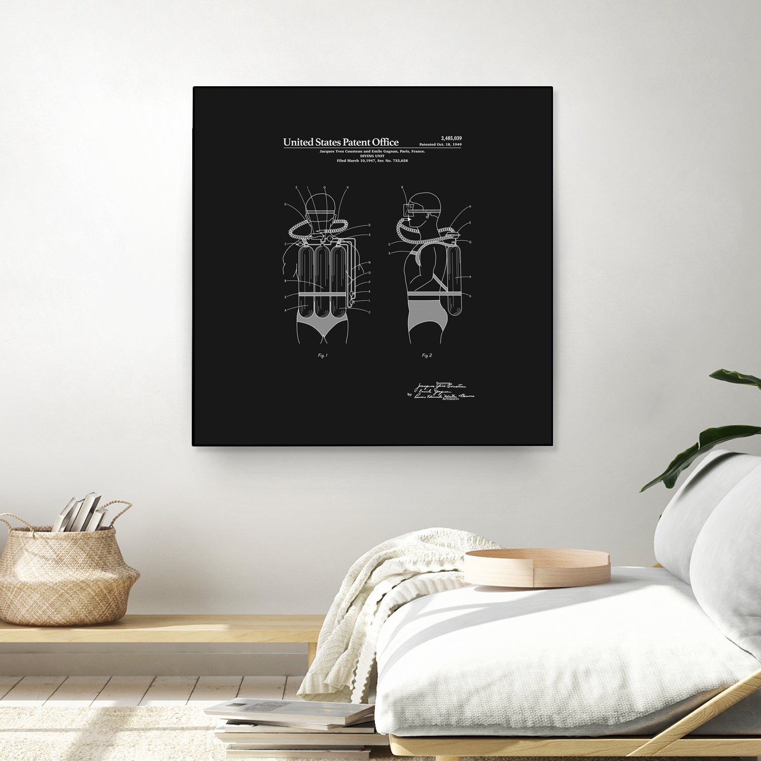 Jacques Cousteau Diving Unit Patent - Black by Finlay McNevin on GIANT ART - black typography