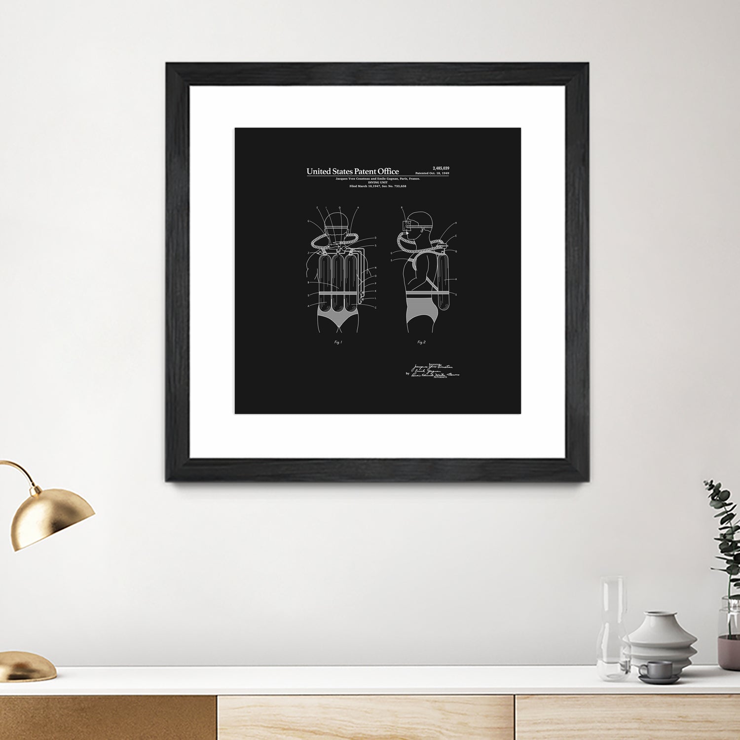 Jacques Cousteau Diving Unit Patent - Black by Finlay McNevin on GIANT ART - black typography