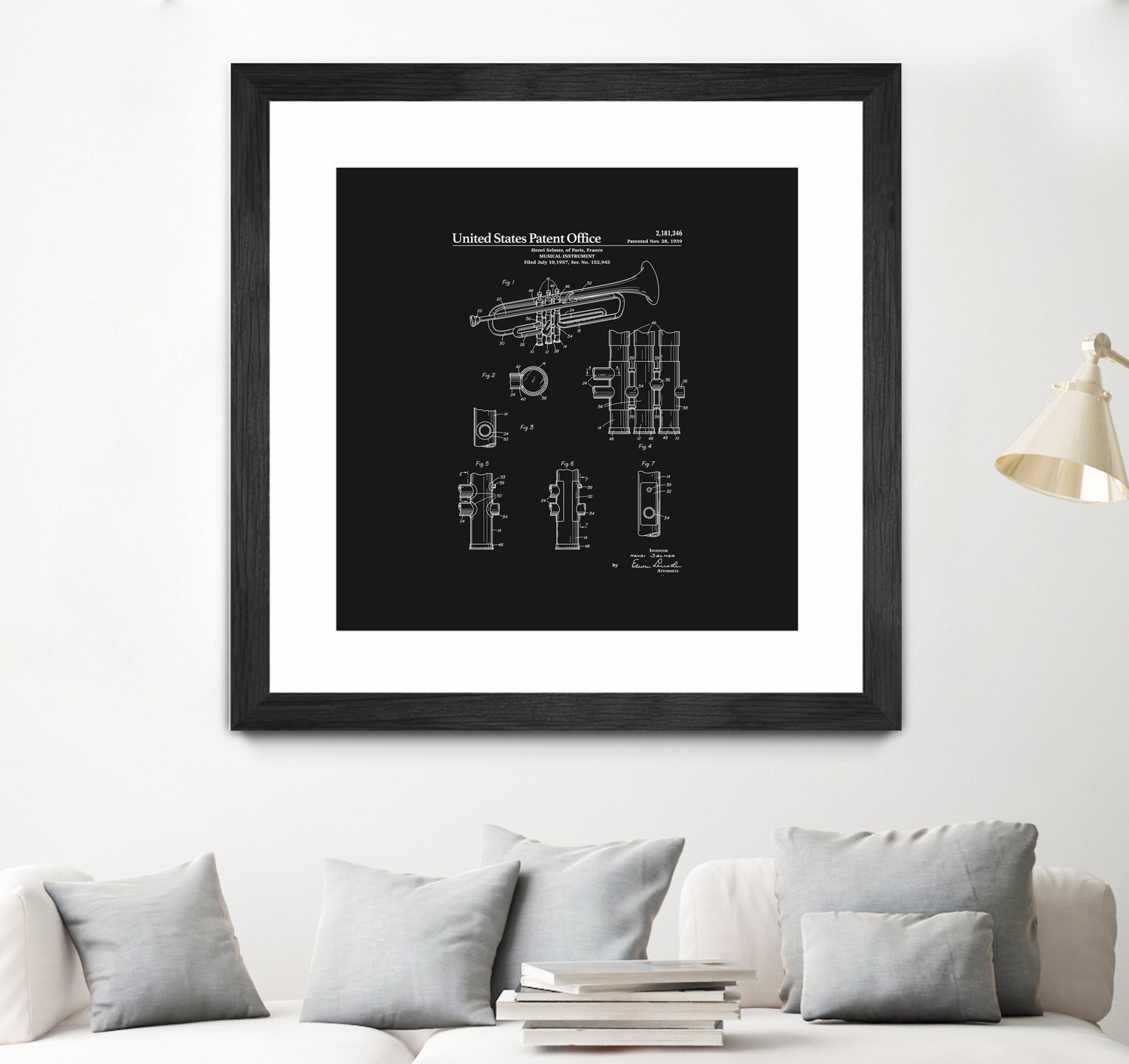 Trumpet Patent - Black by Finlay McNevin on GIANT ART - black typography