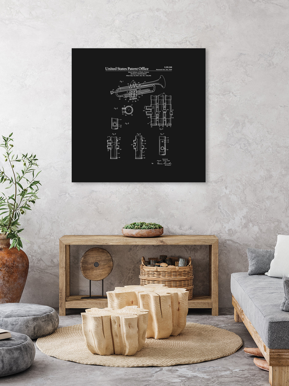 Trumpet Patent - Black by Finlay McNevin on GIANT ART - black typography