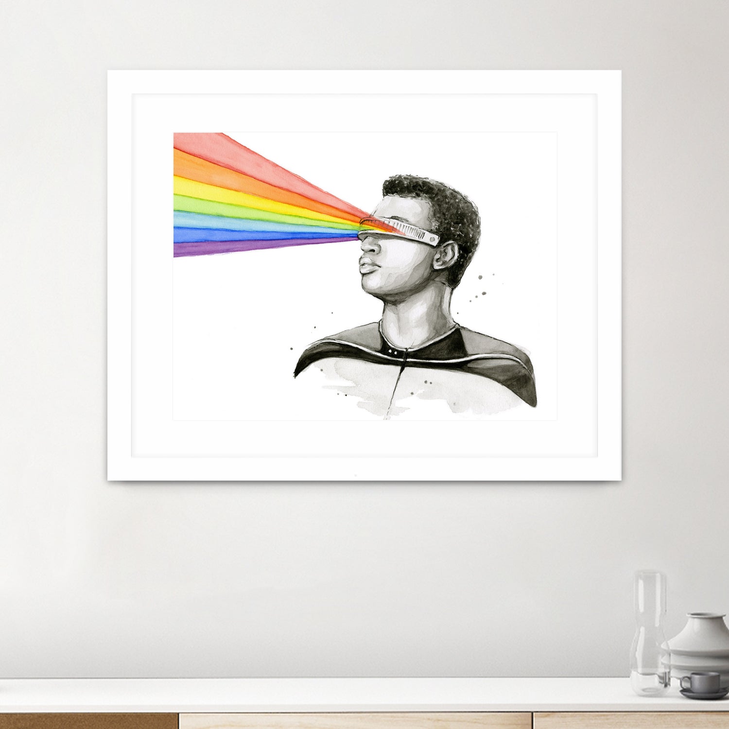 Geordi Sees the Rainbow by Olga Shvartsur on GIANT ART - black mixed media