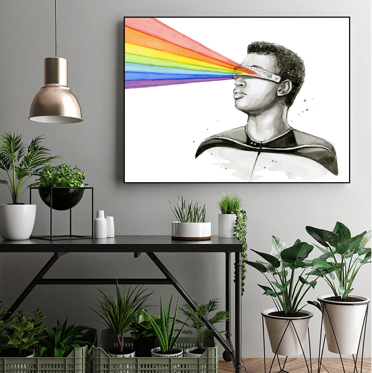 Geordi Sees the Rainbow by Olga Shvartsur on GIANT ART - black mixed media