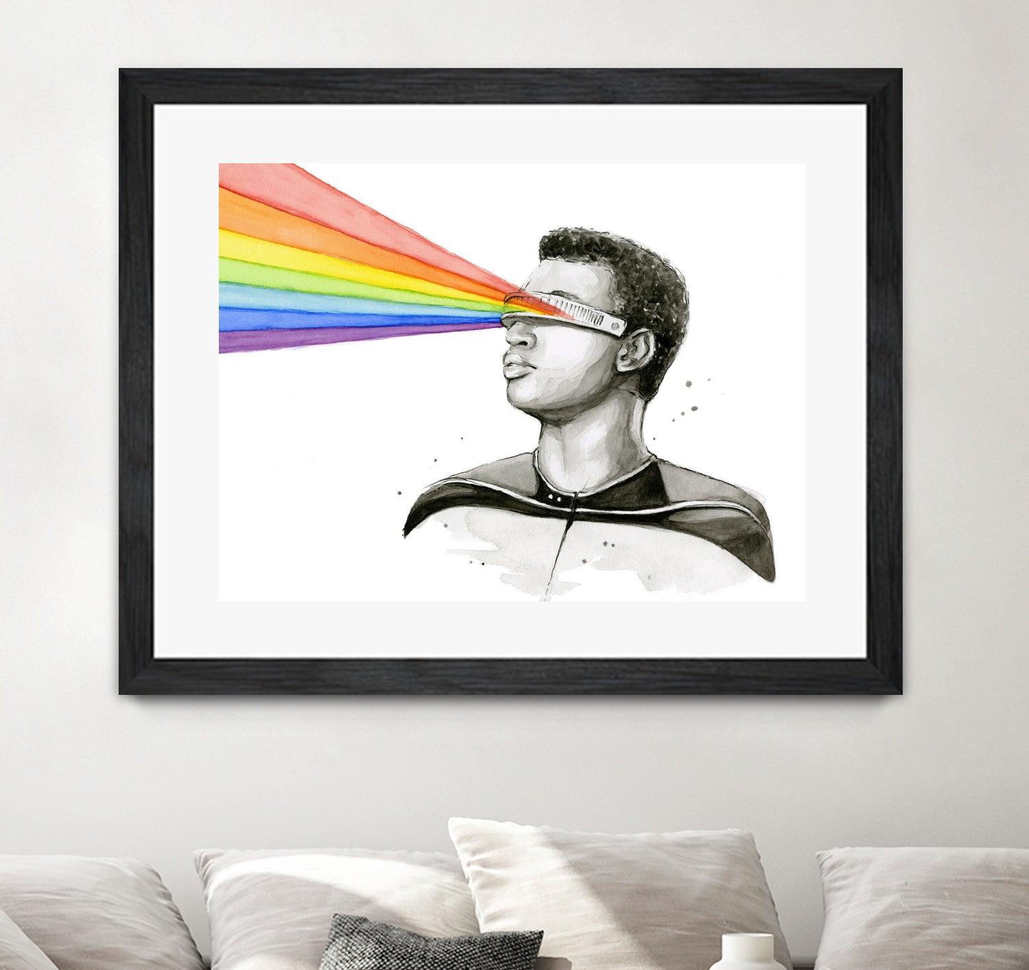 Geordi Sees the Rainbow by Olga Shvartsur on GIANT ART - black mixed media