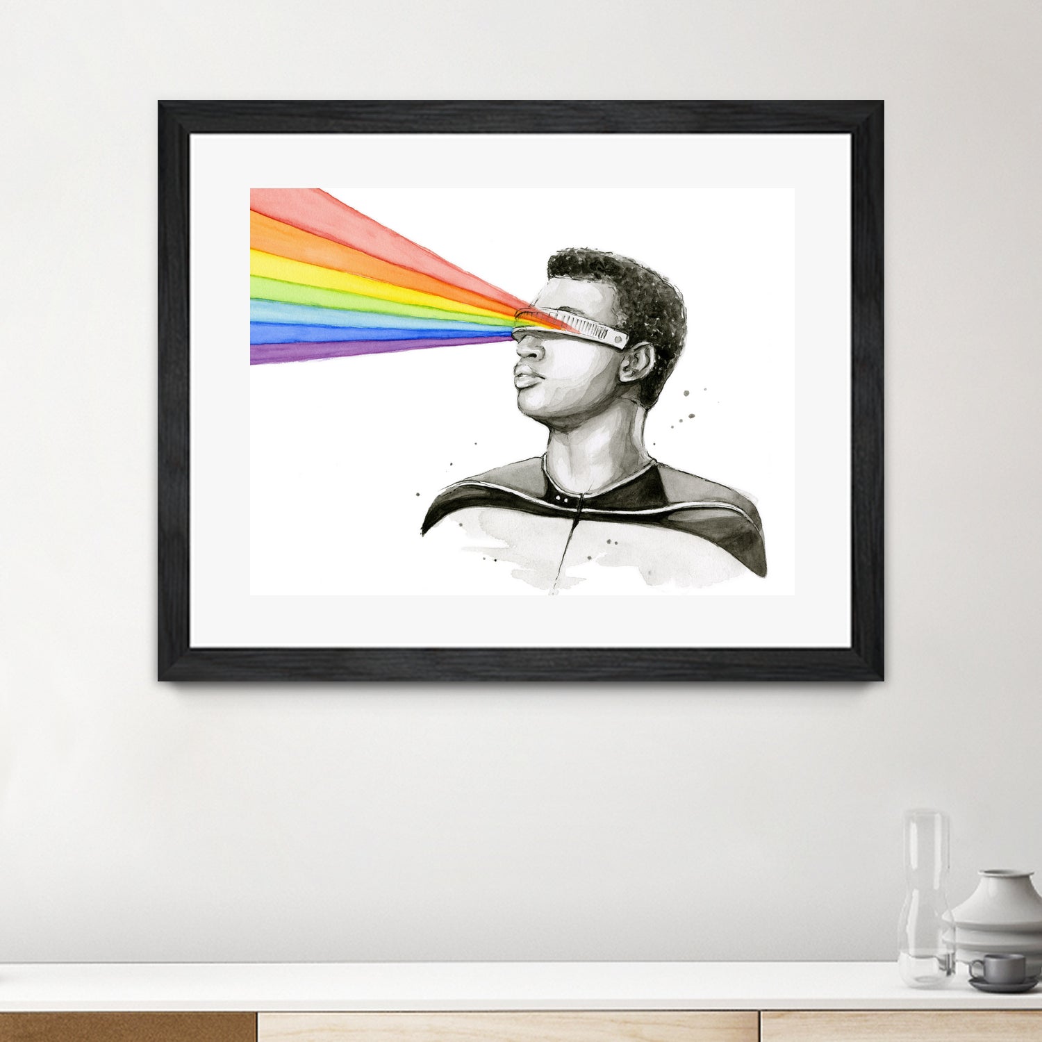 Geordi Sees the Rainbow by Olga Shvartsur on GIANT ART - black mixed media