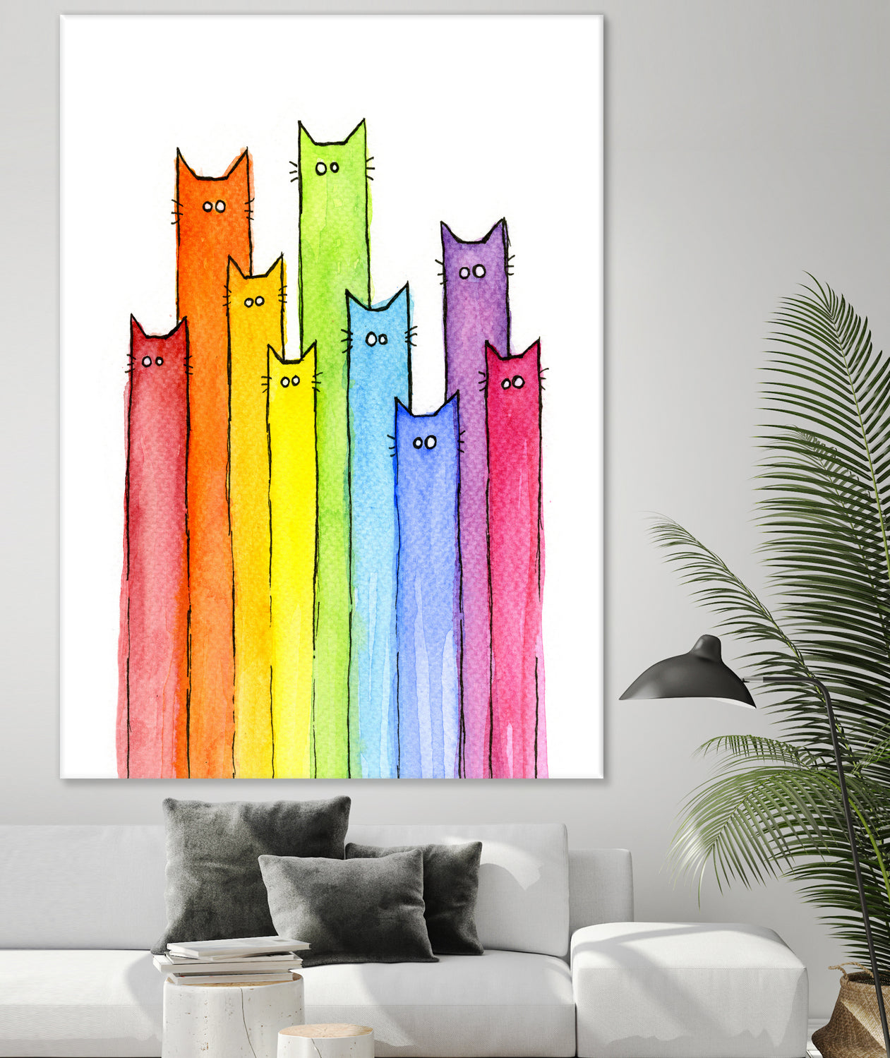 Rainbow of Cats by Olga Shvartsur on GIANT ART - pink mixed media