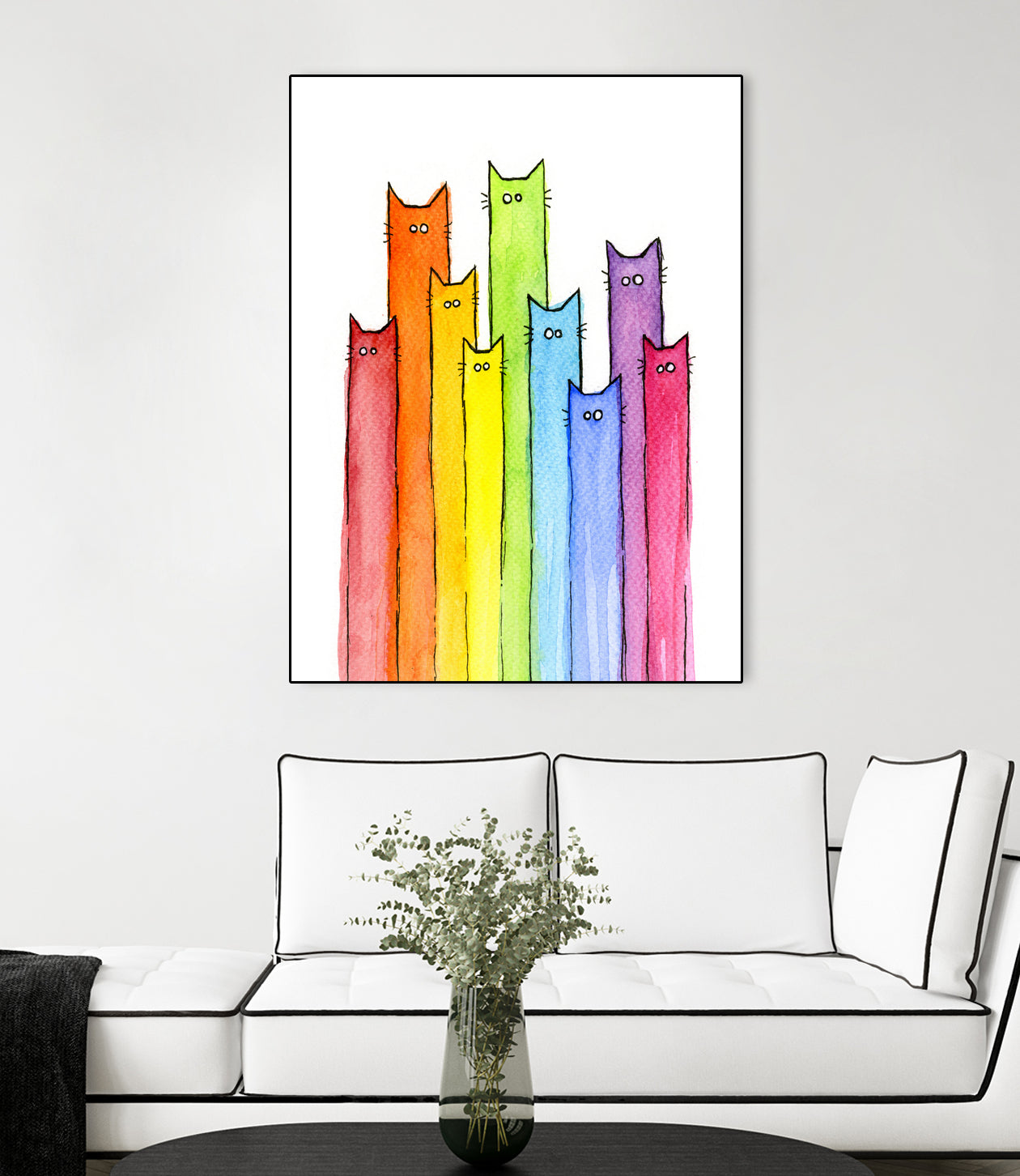 Rainbow of Cats by Olga Shvartsur on GIANT ART - pink mixed media