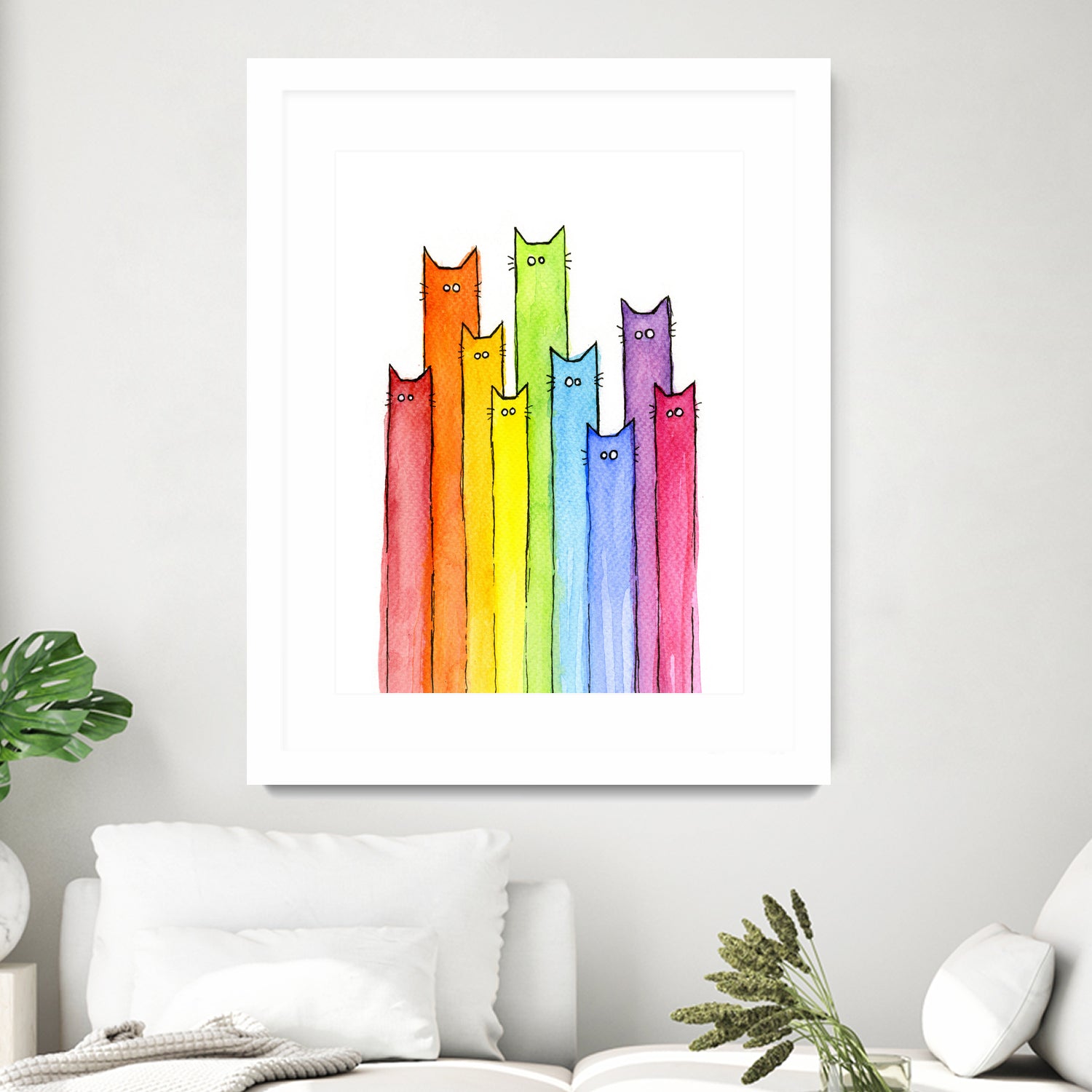 Rainbow of Cats by Olga Shvartsur on GIANT ART - pink mixed media