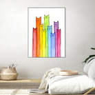 Rainbow of Cats by Olga Shvartsur on GIANT ART - pink mixed media