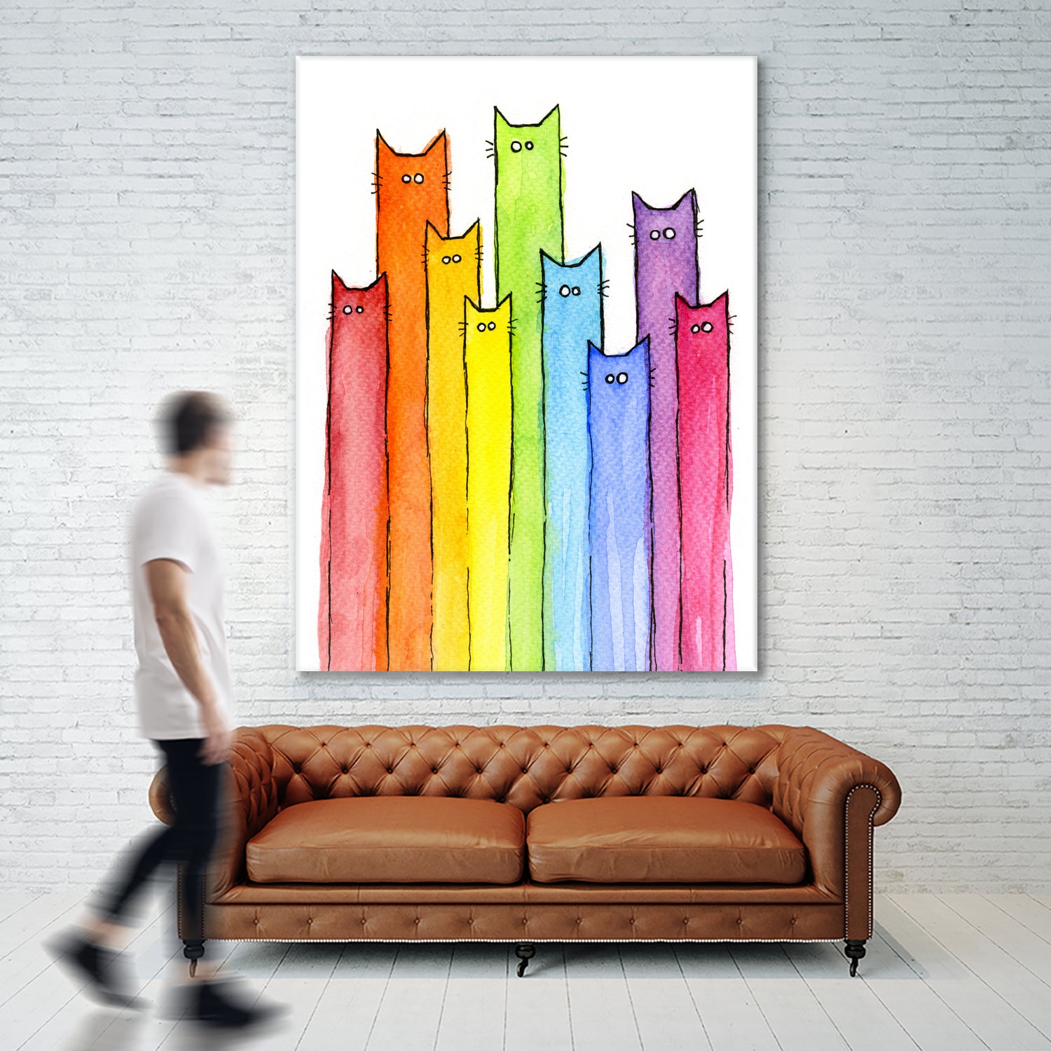 Rainbow of Cats by Olga Shvartsur on GIANT ART - pink mixed media