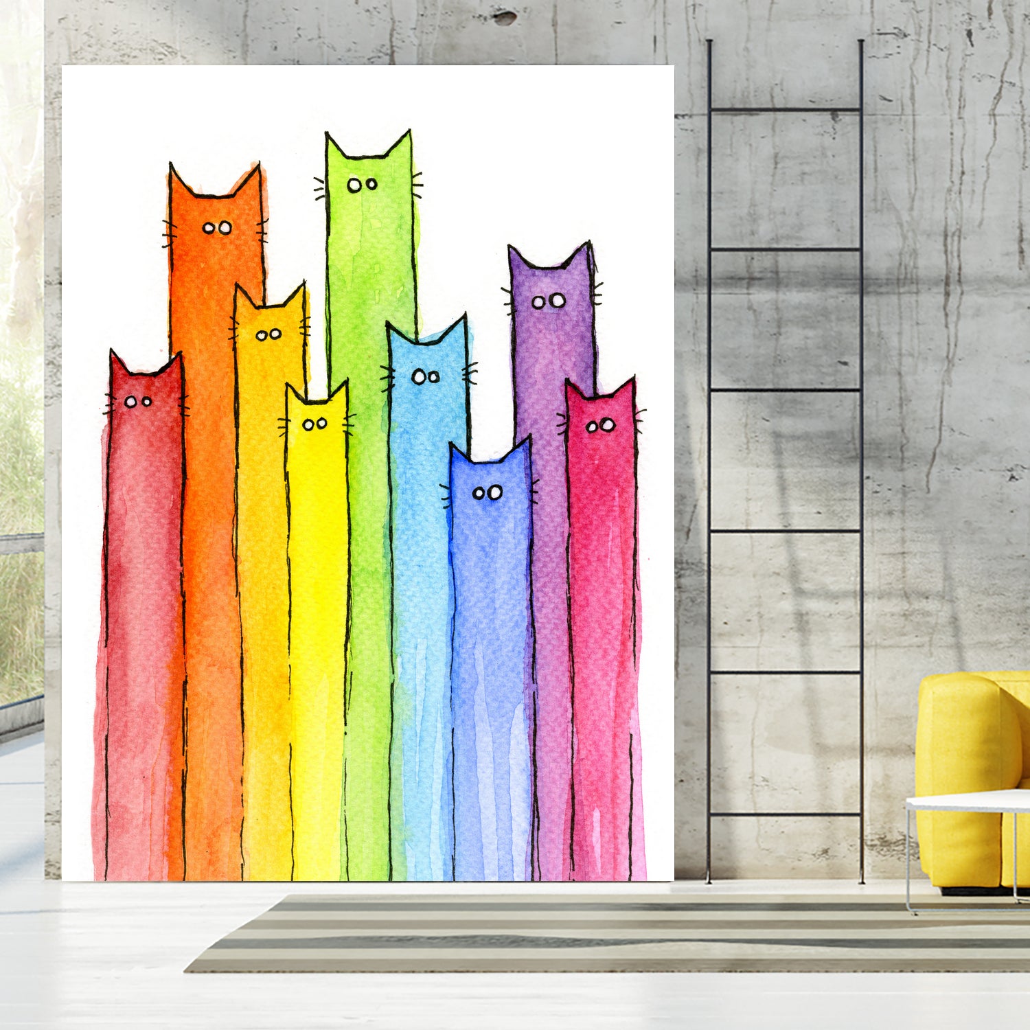 Rainbow of Cats by Olga Shvartsur on GIANT ART - pink mixed media