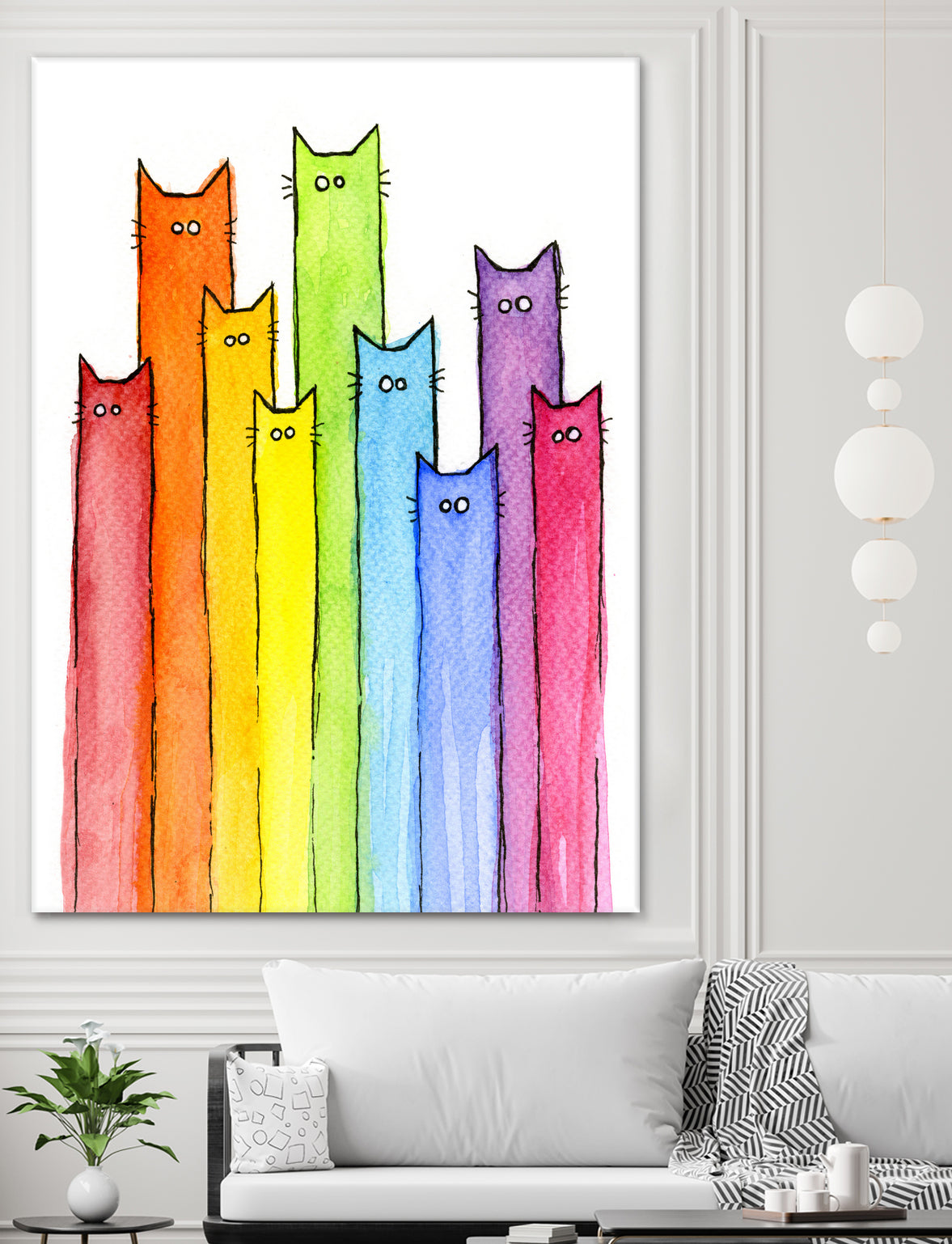 Rainbow of Cats by Olga Shvartsur on GIANT ART - pink mixed media