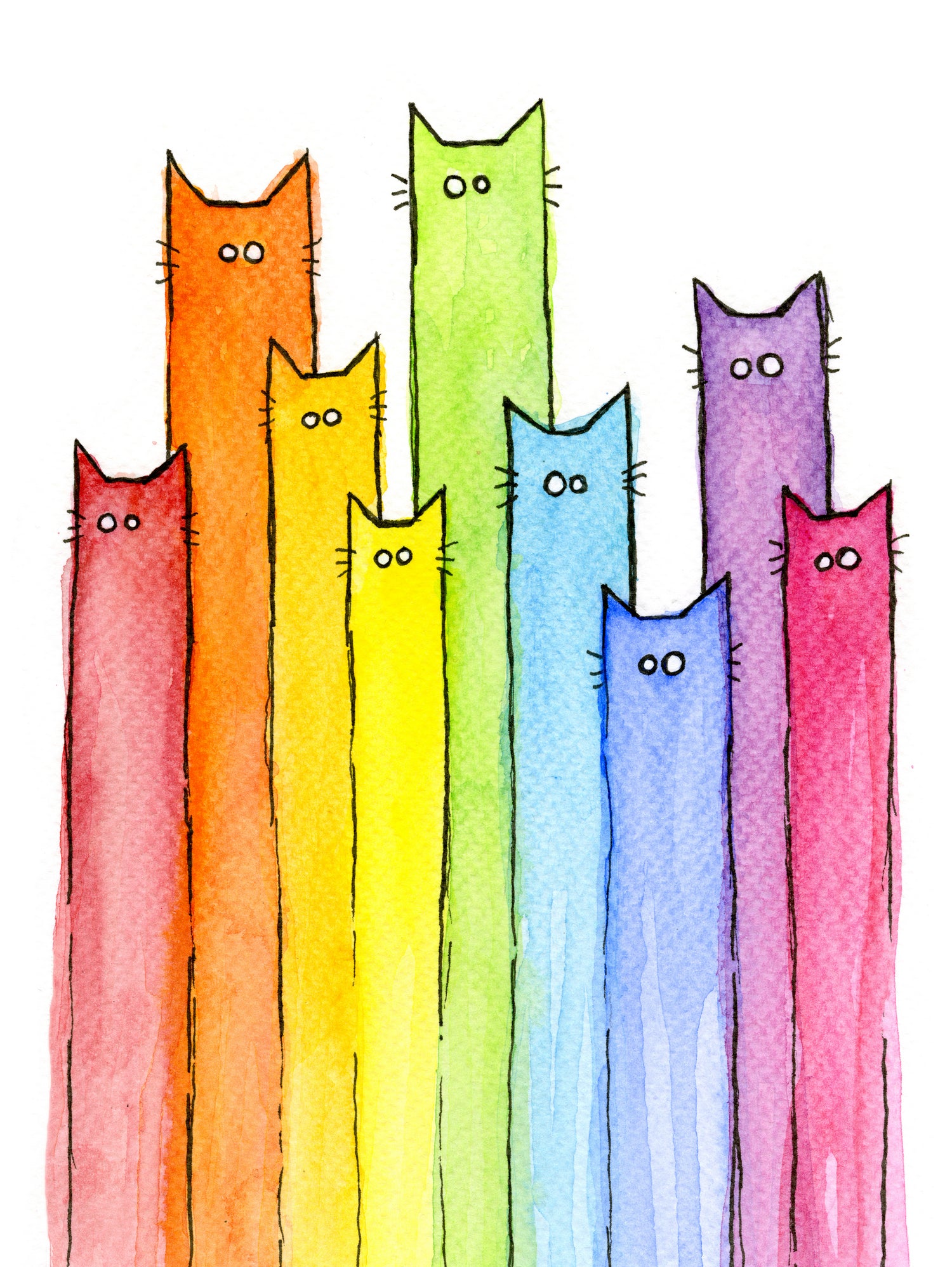 Rainbow of Cats by Olga Shvartsur on GIANT ART - pink mixed media