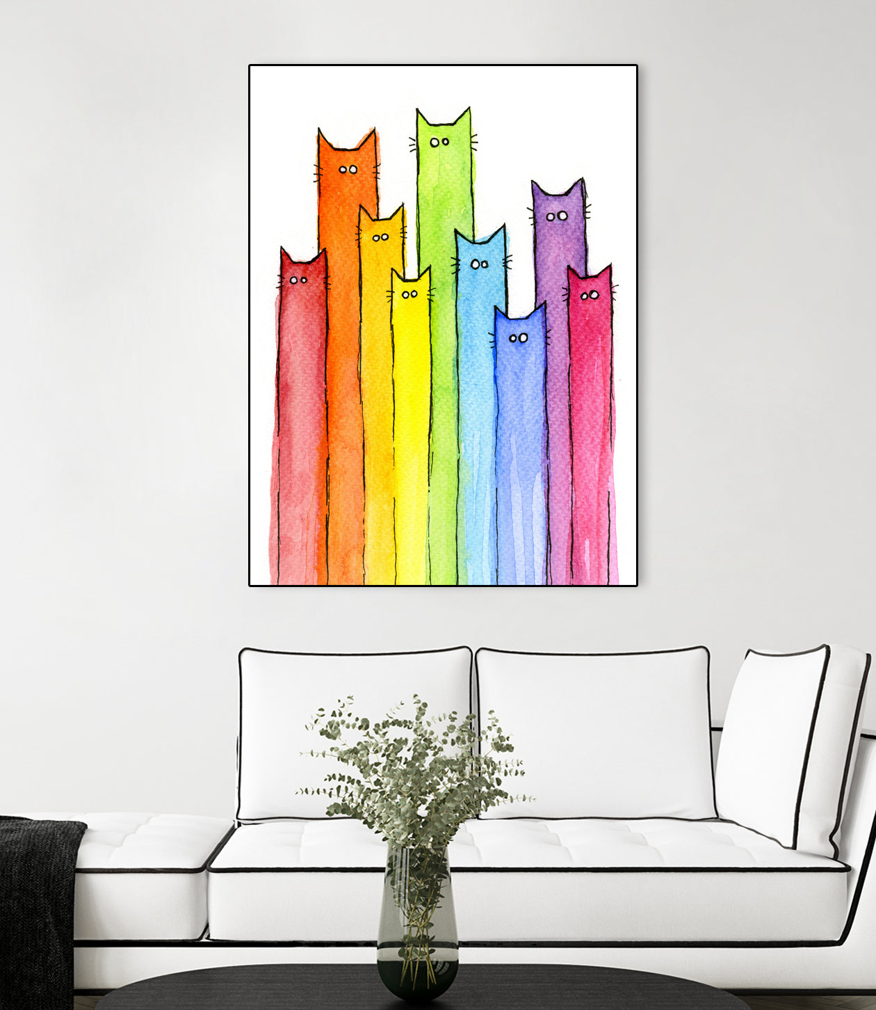 Rainbow of Cats by Olga Shvartsur on GIANT ART - pink mixed media