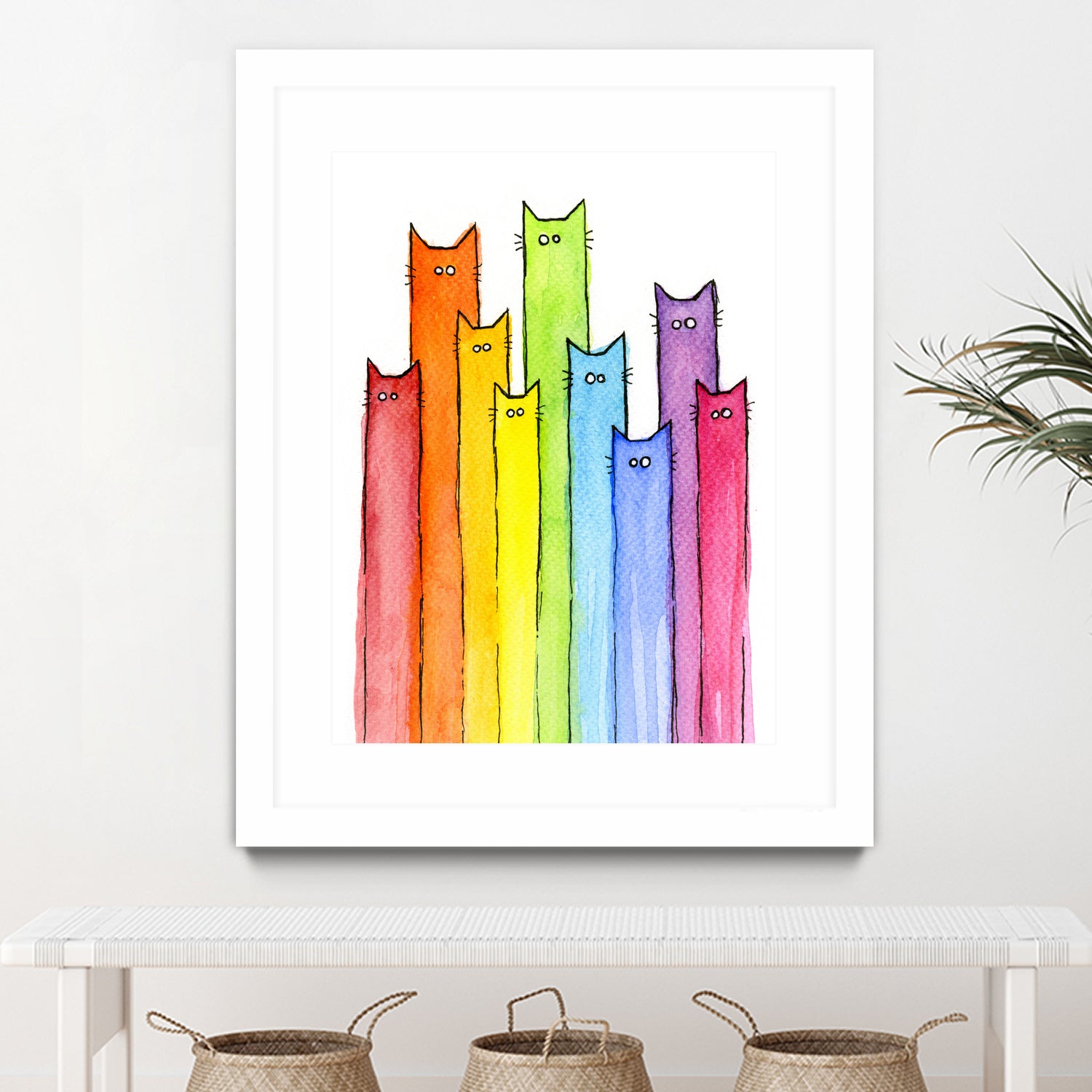 Rainbow of Cats by Olga Shvartsur on GIANT ART - pink mixed media