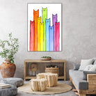 Rainbow of Cats by Olga Shvartsur on GIANT ART - pink mixed media