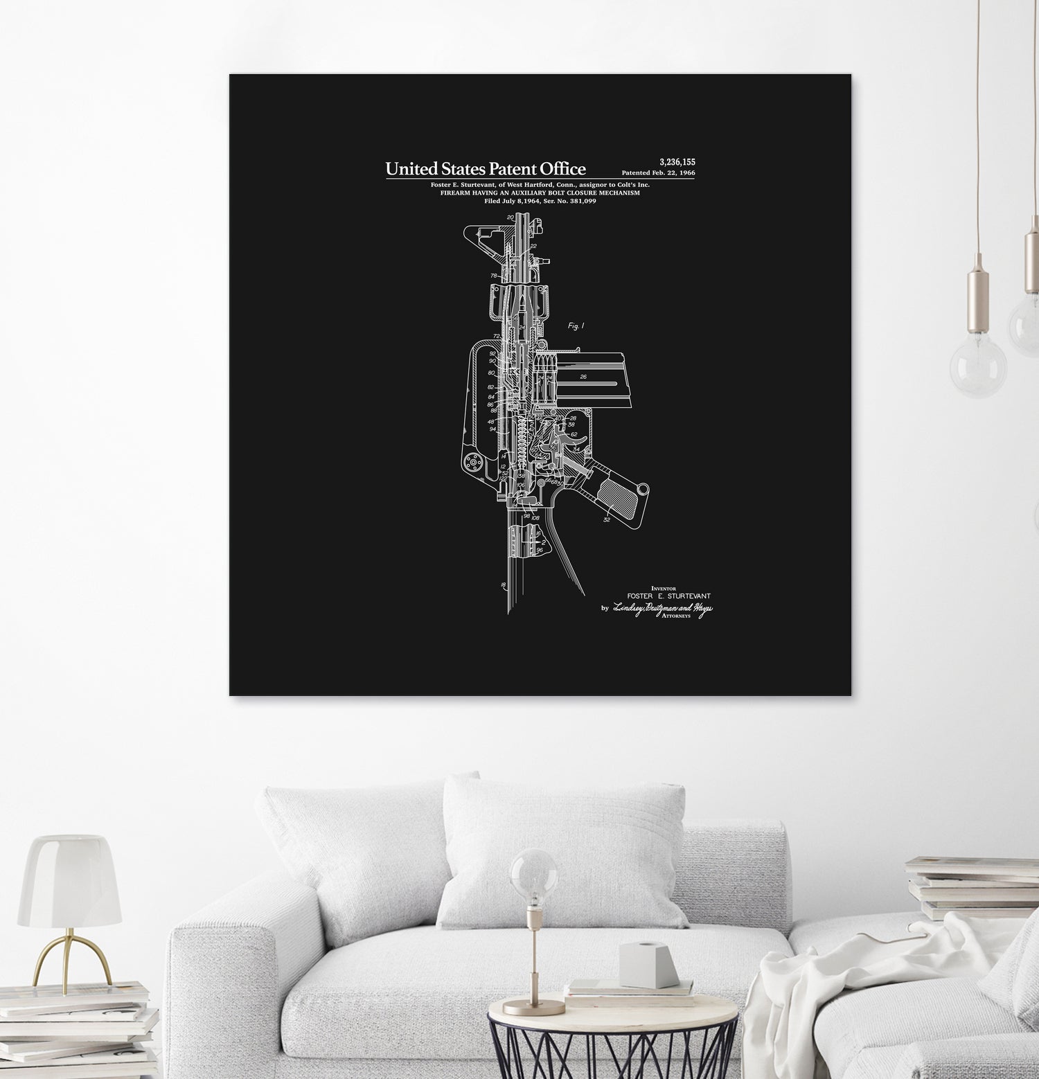 AR-15 Semi-Automatic Rifle Patent - Black by Finlay McNevin on GIANT ART - black typography