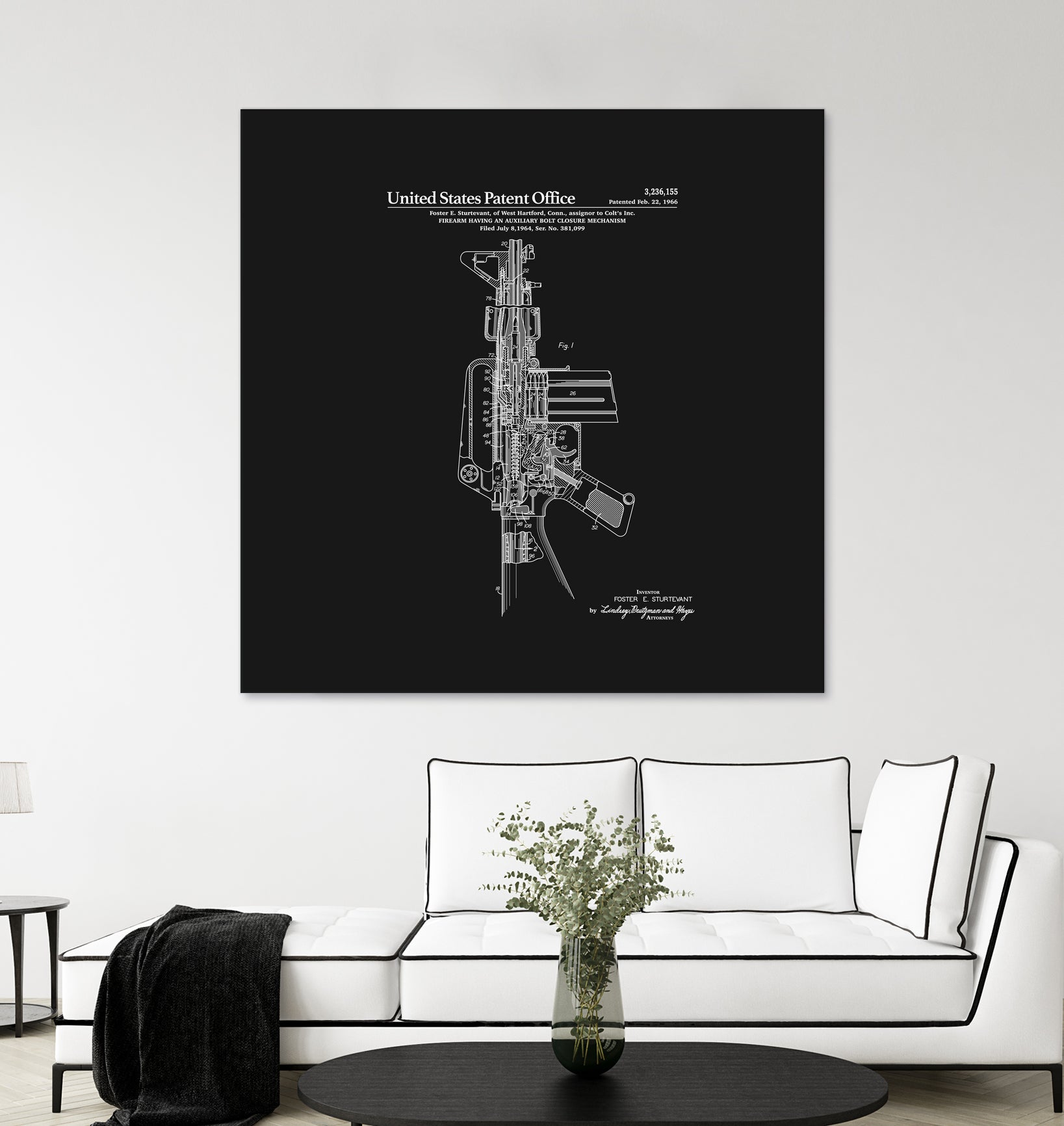 AR-15 Semi-Automatic Rifle Patent - Black by Finlay McNevin on GIANT ART - black typography