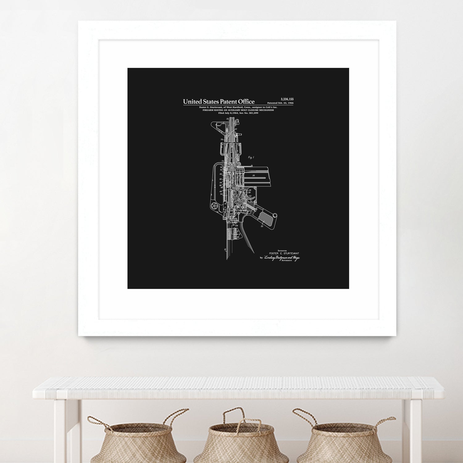 AR-15 Semi-Automatic Rifle Patent - Black by Finlay McNevin on GIANT ART - black typography