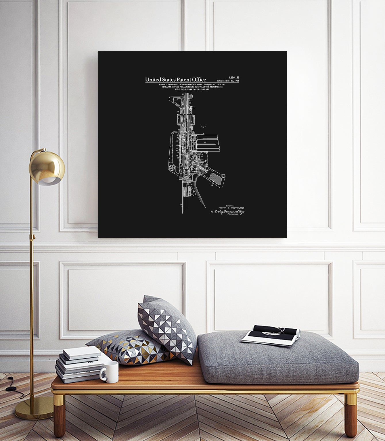 AR-15 Semi-Automatic Rifle Patent - Black by Finlay McNevin on GIANT ART - black typography