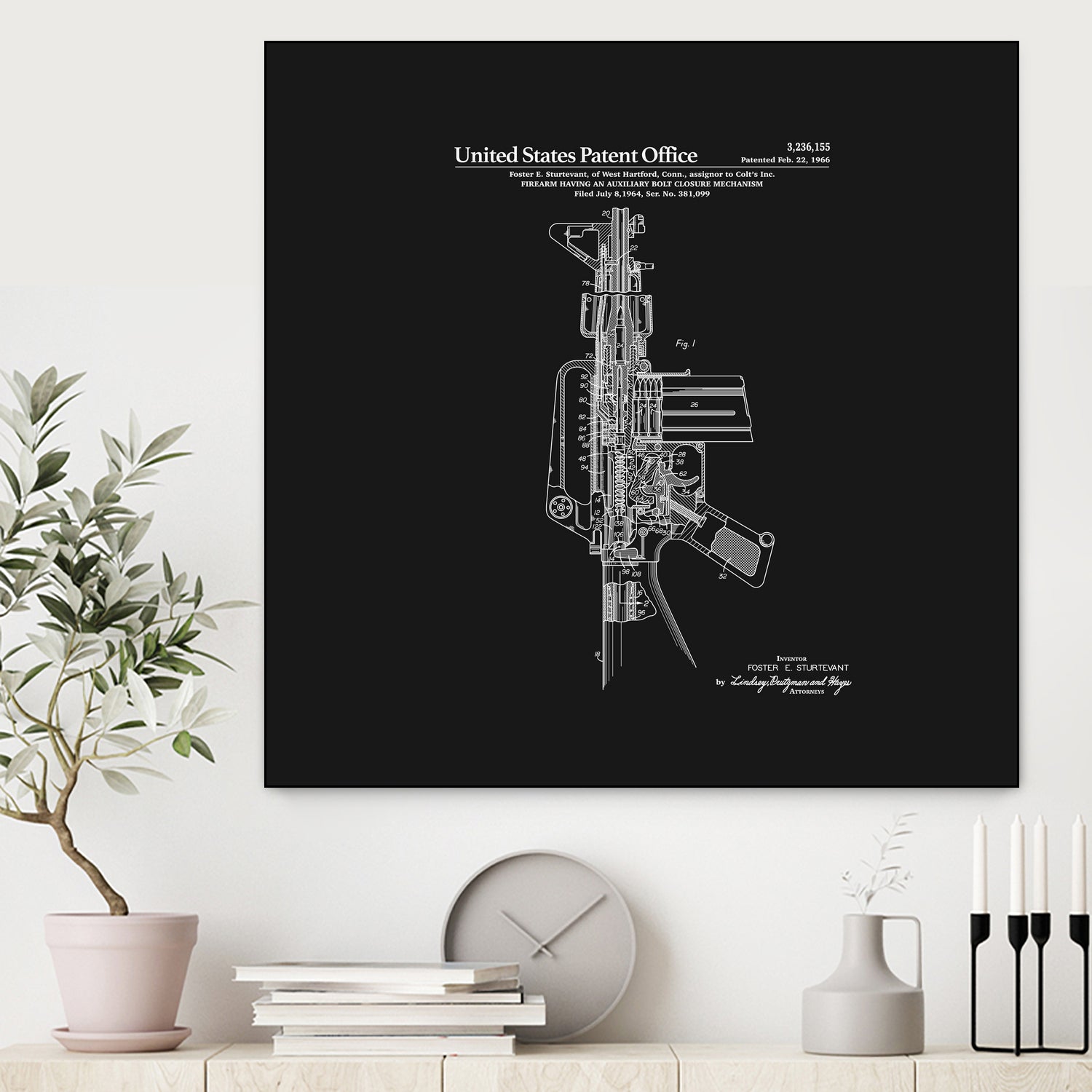 AR-15 Semi-Automatic Rifle Patent - Black by Finlay McNevin on GIANT ART - black typography