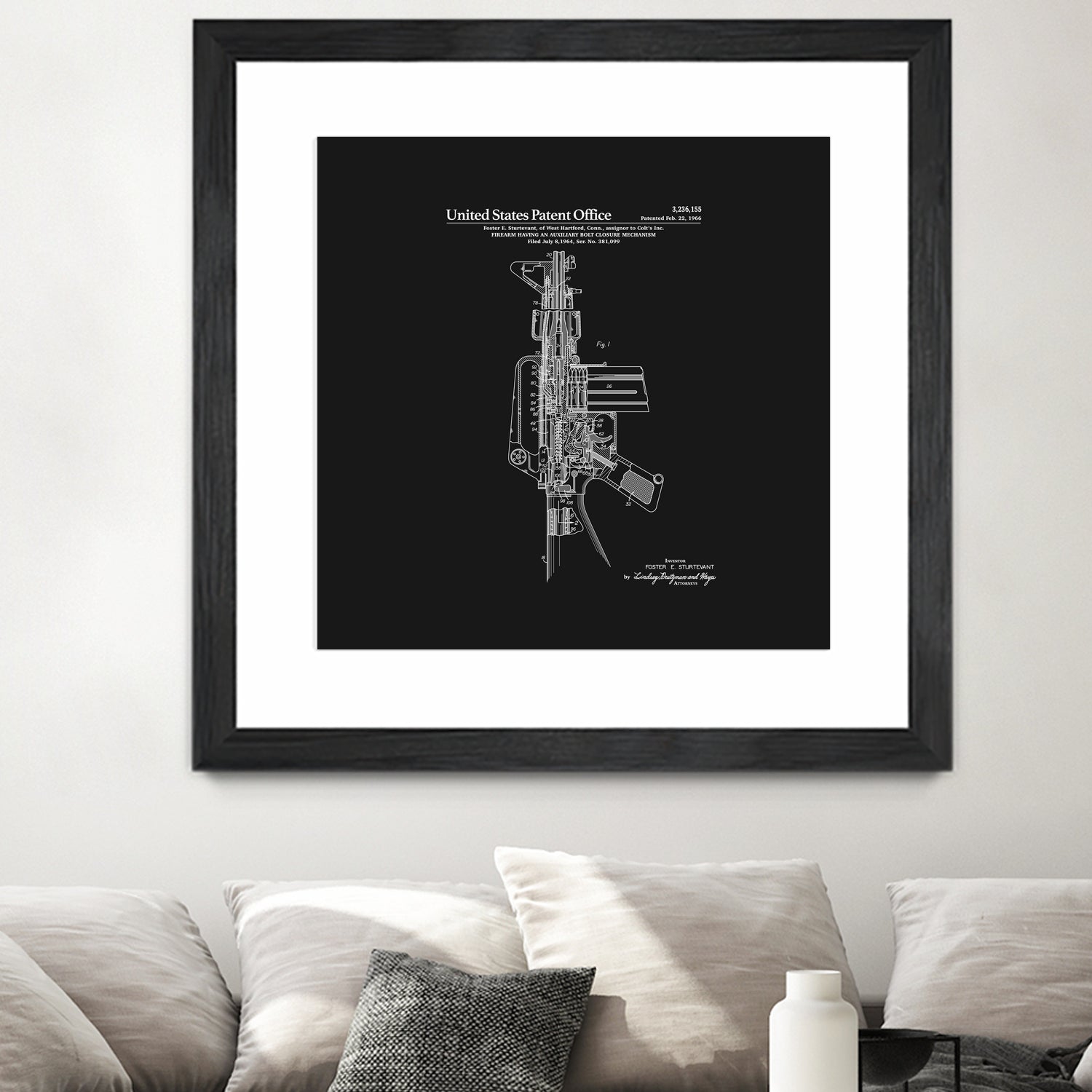 AR-15 Semi-Automatic Rifle Patent - Black by Finlay McNevin on GIANT ART - black typography