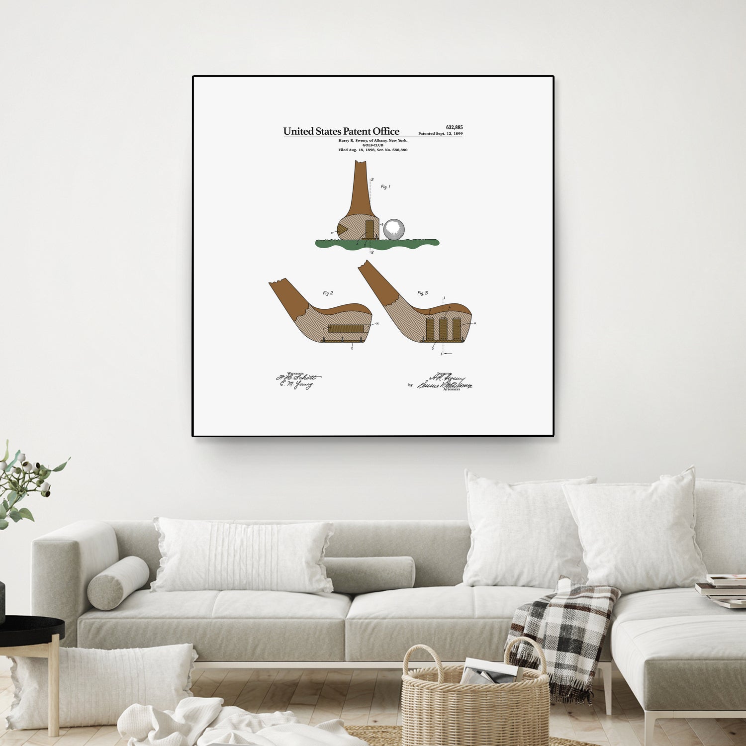 Golf Club Patent by Finlay McNevin on GIANT ART - white typography