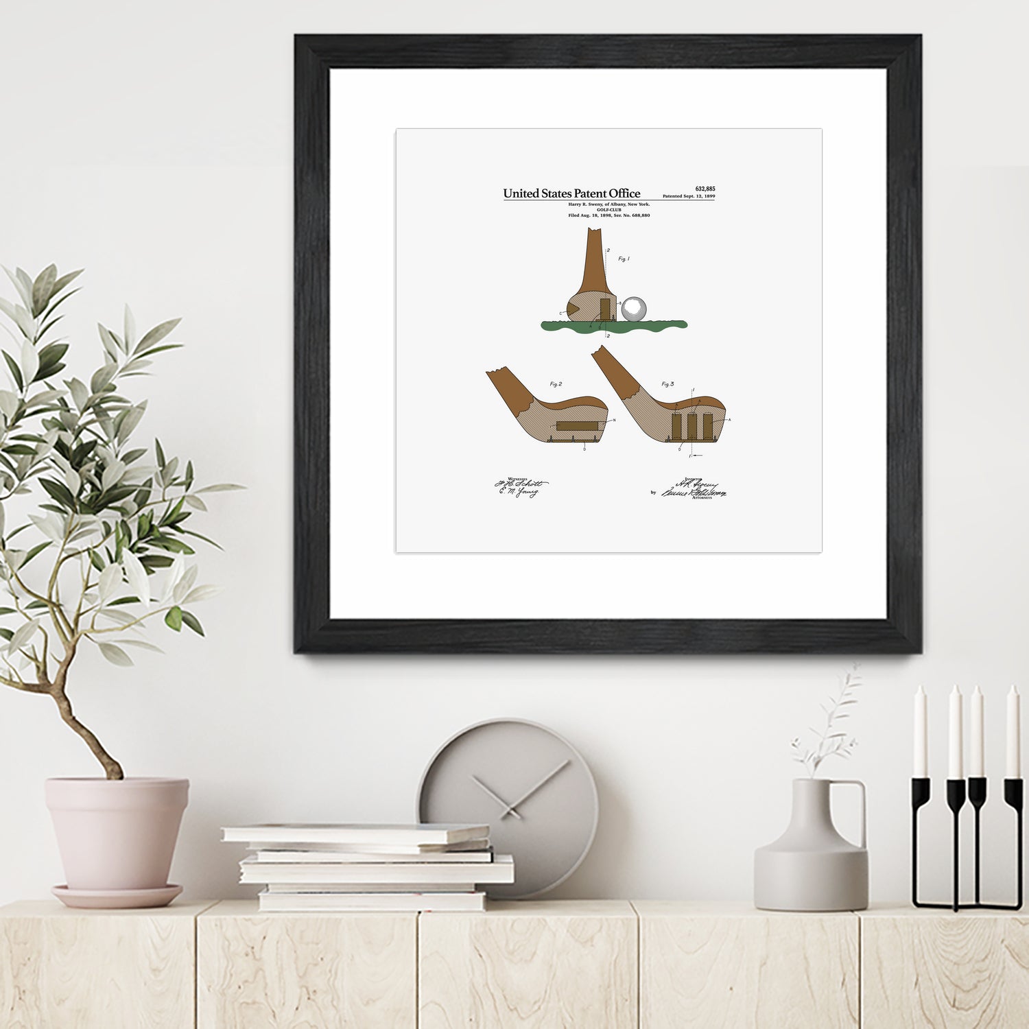 Golf Club Patent by Finlay McNevin on GIANT ART - white typography