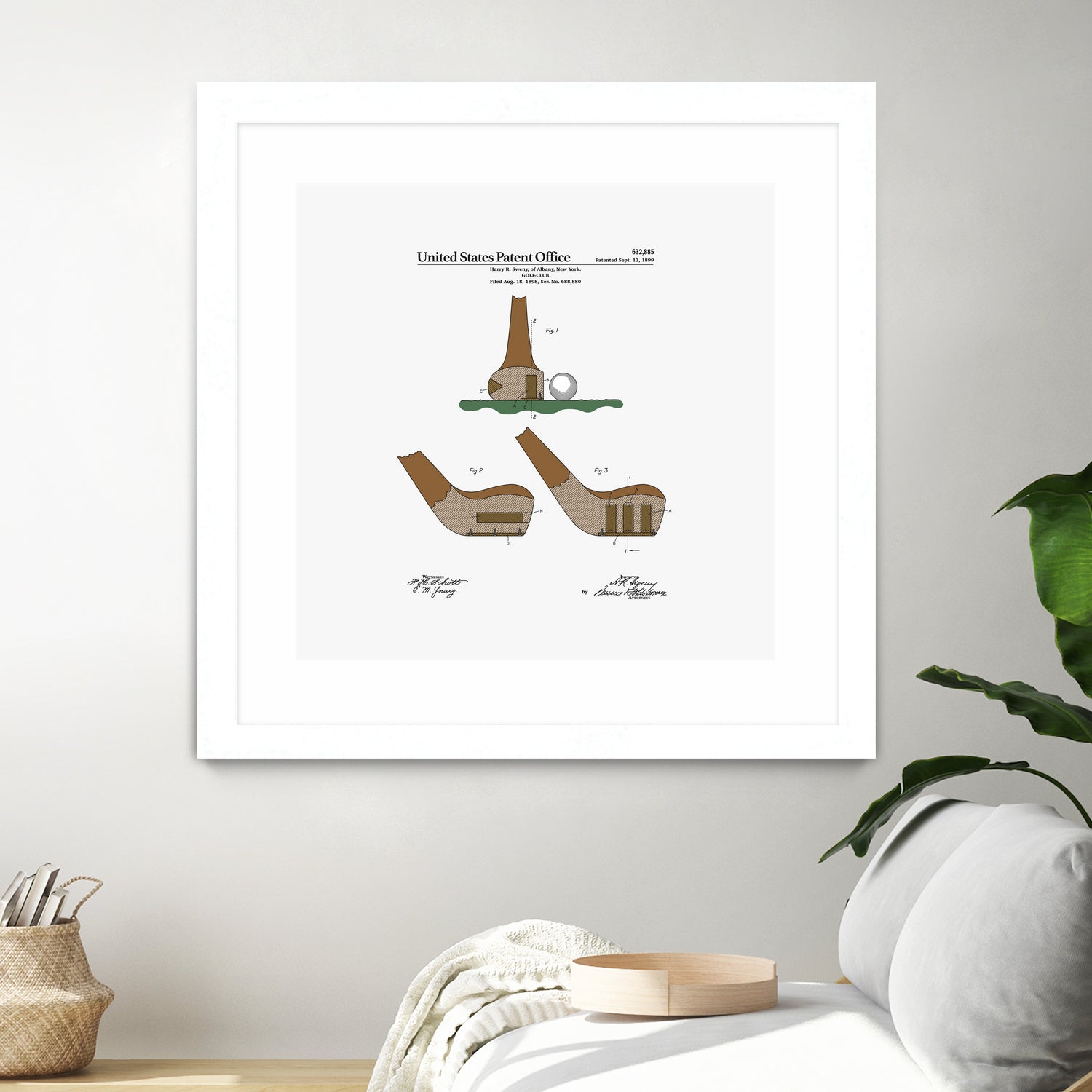 Golf Club Patent by Finlay McNevin on GIANT ART - white typography