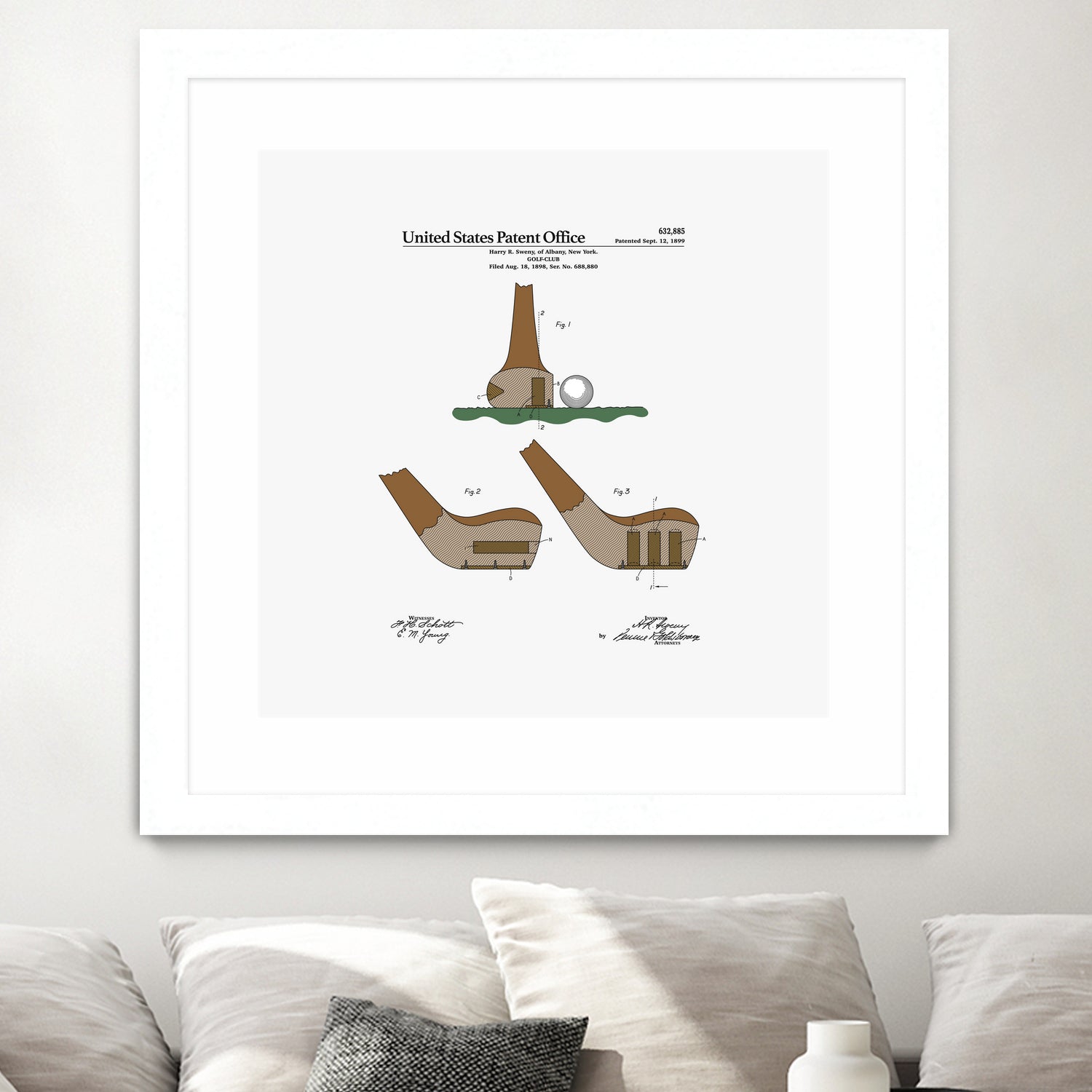 Golf Club Patent by Finlay McNevin on GIANT ART - white typography