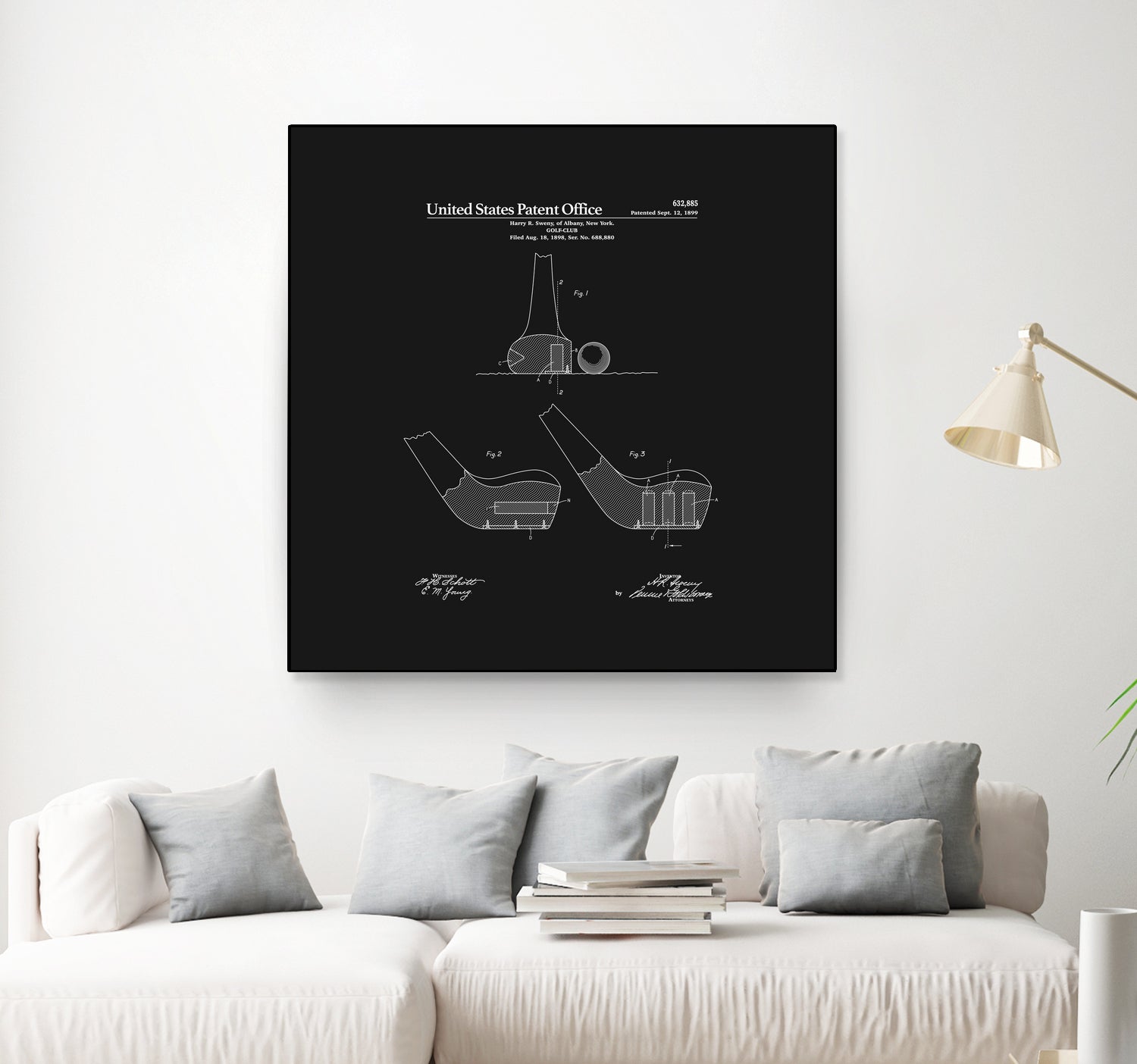 Golf Club Patent - Black by Finlay McNevin on GIANT ART - black typography