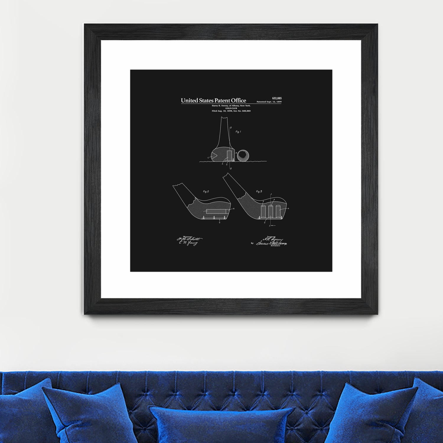 Golf Club Patent - Black by Finlay McNevin on GIANT ART - black typography