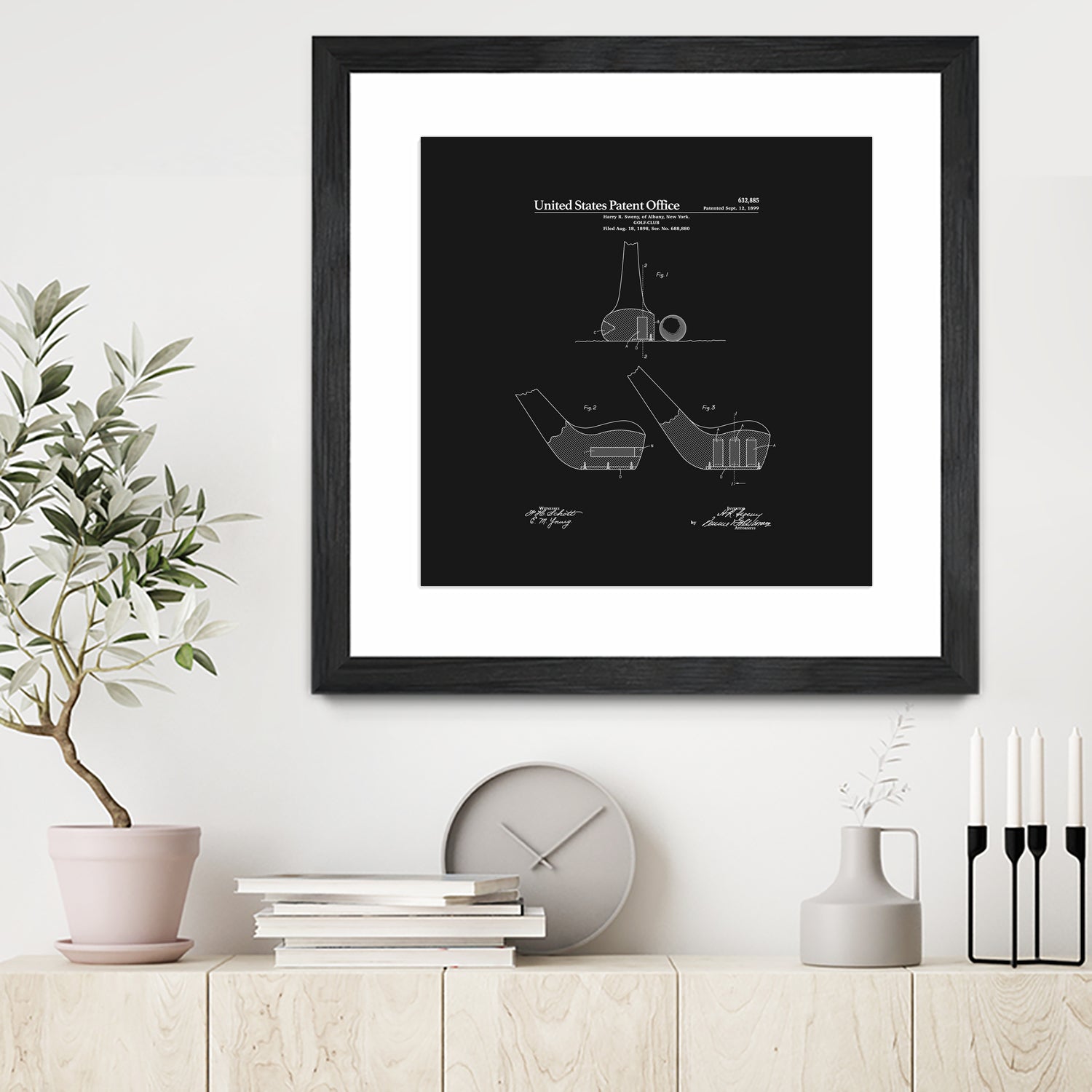 Golf Club Patent - Black by Finlay McNevin on GIANT ART - black typography