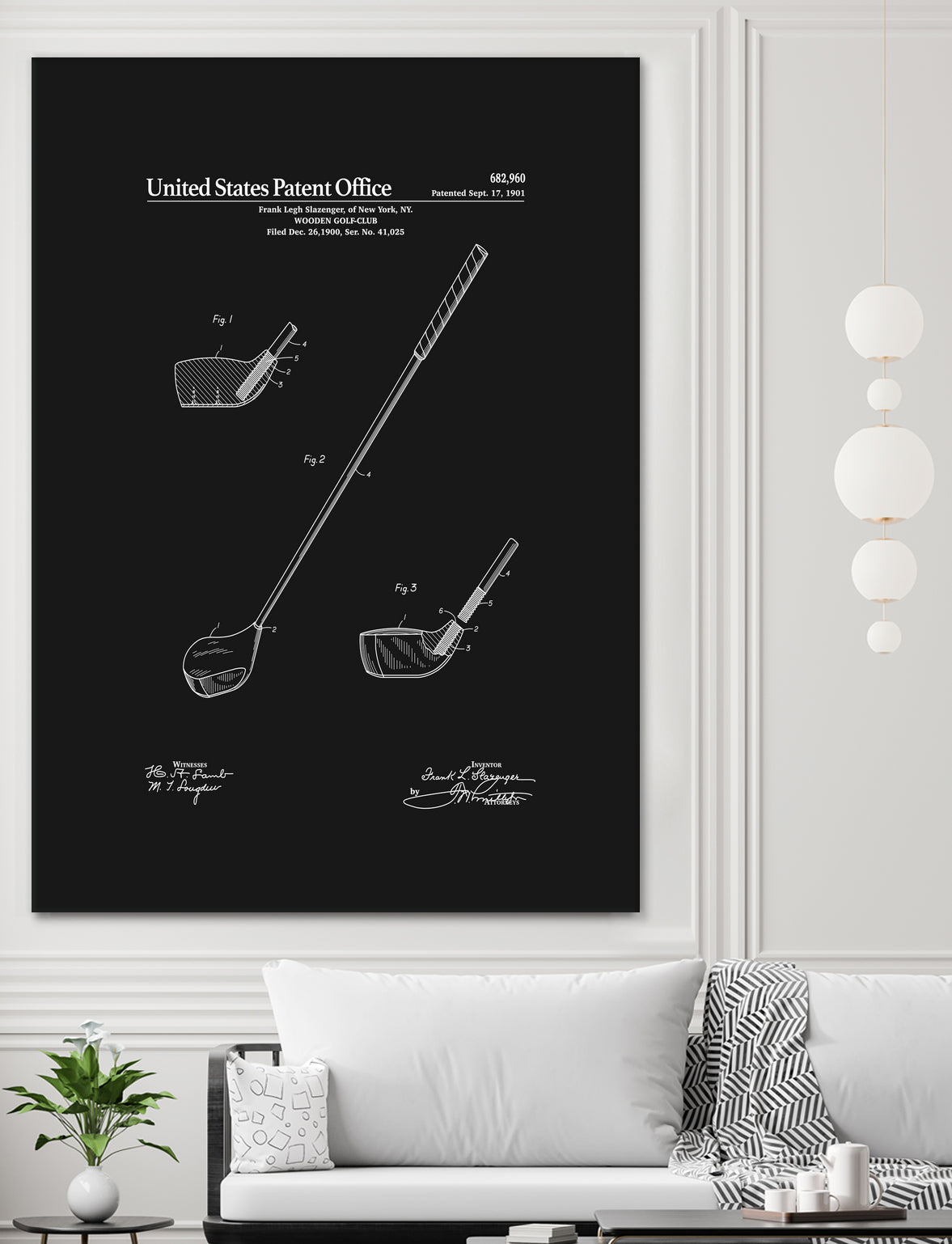 Golf Club Patent v2 - Black by Finlay McNevin on GIANT ART - black typography