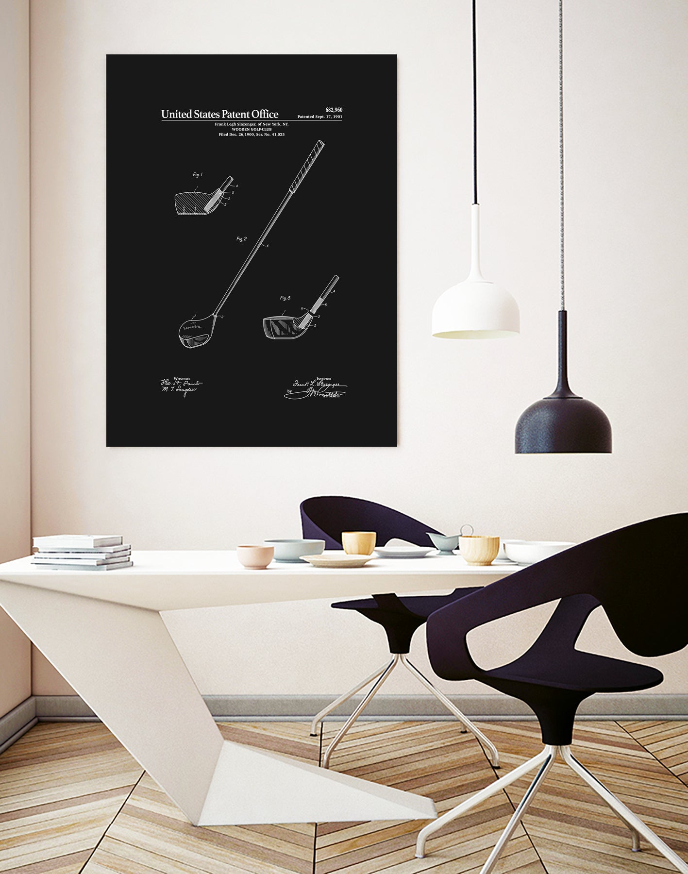 Golf Club Patent v2 - Black by Finlay McNevin on GIANT ART - black typography
