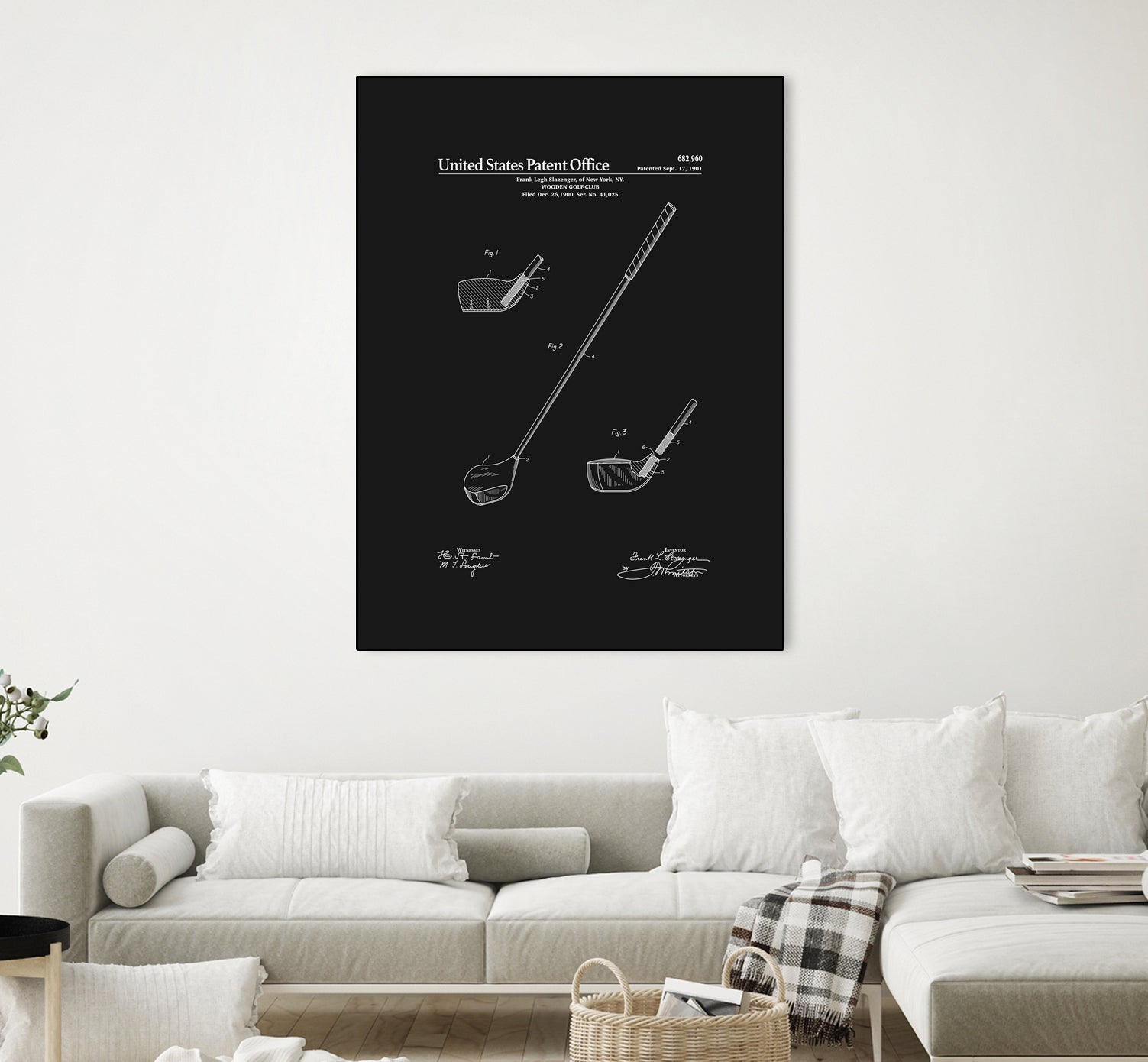 Golf Club Patent v2 - Black by Finlay McNevin on GIANT ART - black typography