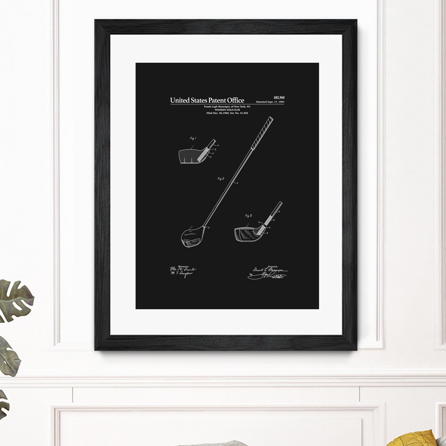 Golf Club Patent v2 - Black by Finlay McNevin on GIANT ART - black typography