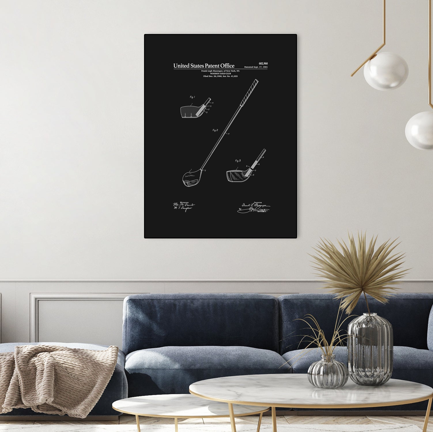 Golf Club Patent v2 - Black by Finlay McNevin on GIANT ART - black typography