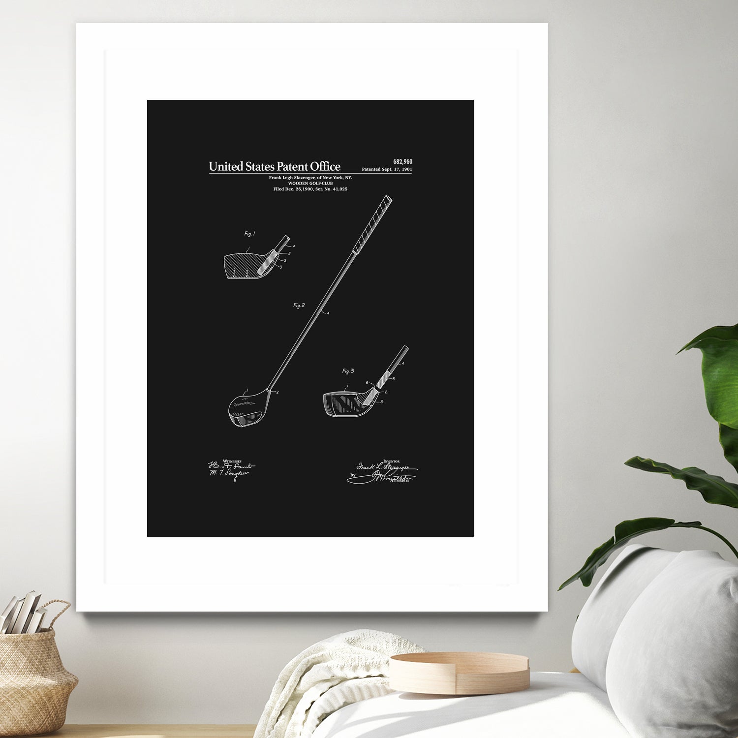 Golf Club Patent v2 - Black by Finlay McNevin on GIANT ART - black typography