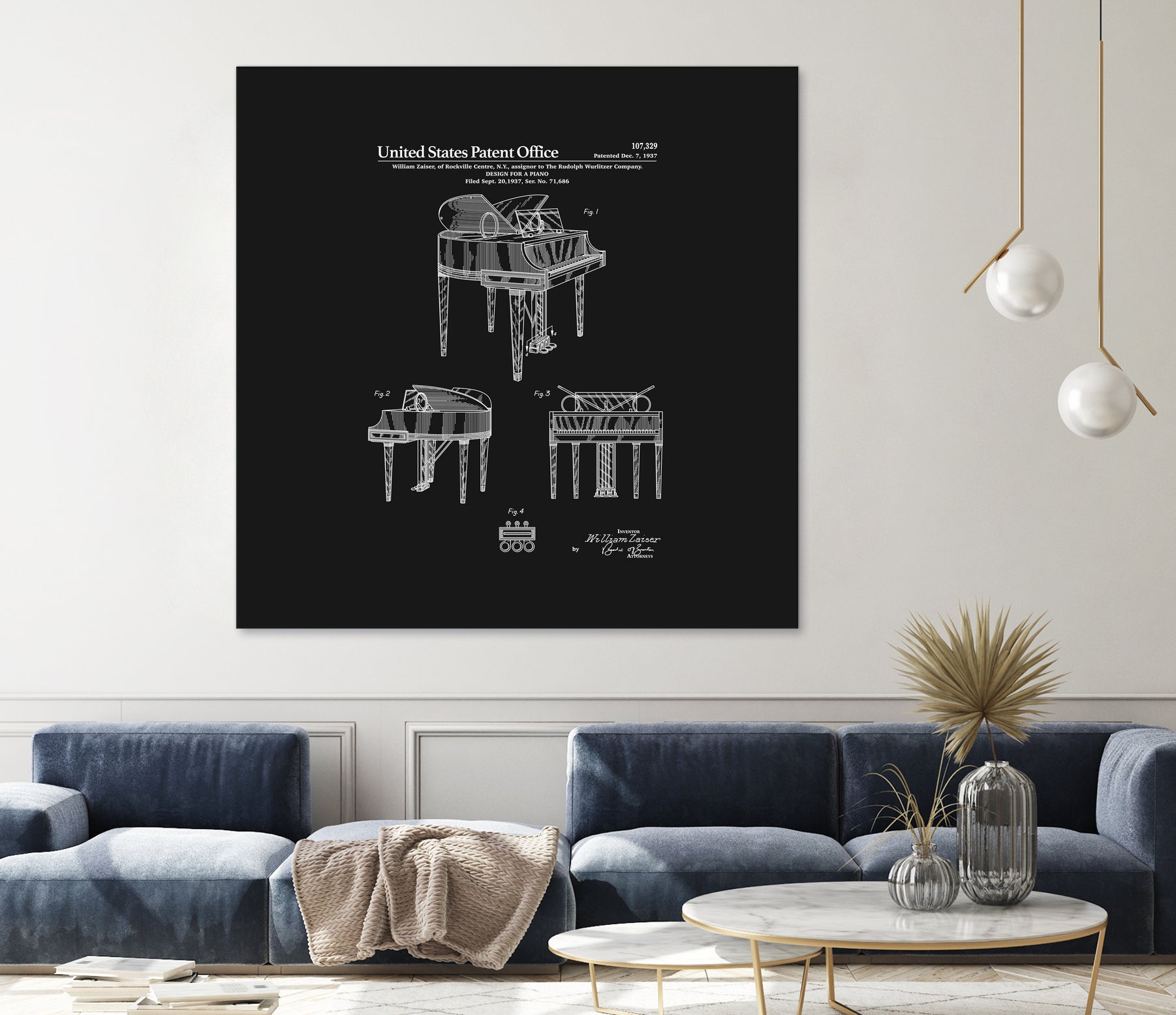 Piano Patent - Black by Finlay McNevin on GIANT ART - black typography