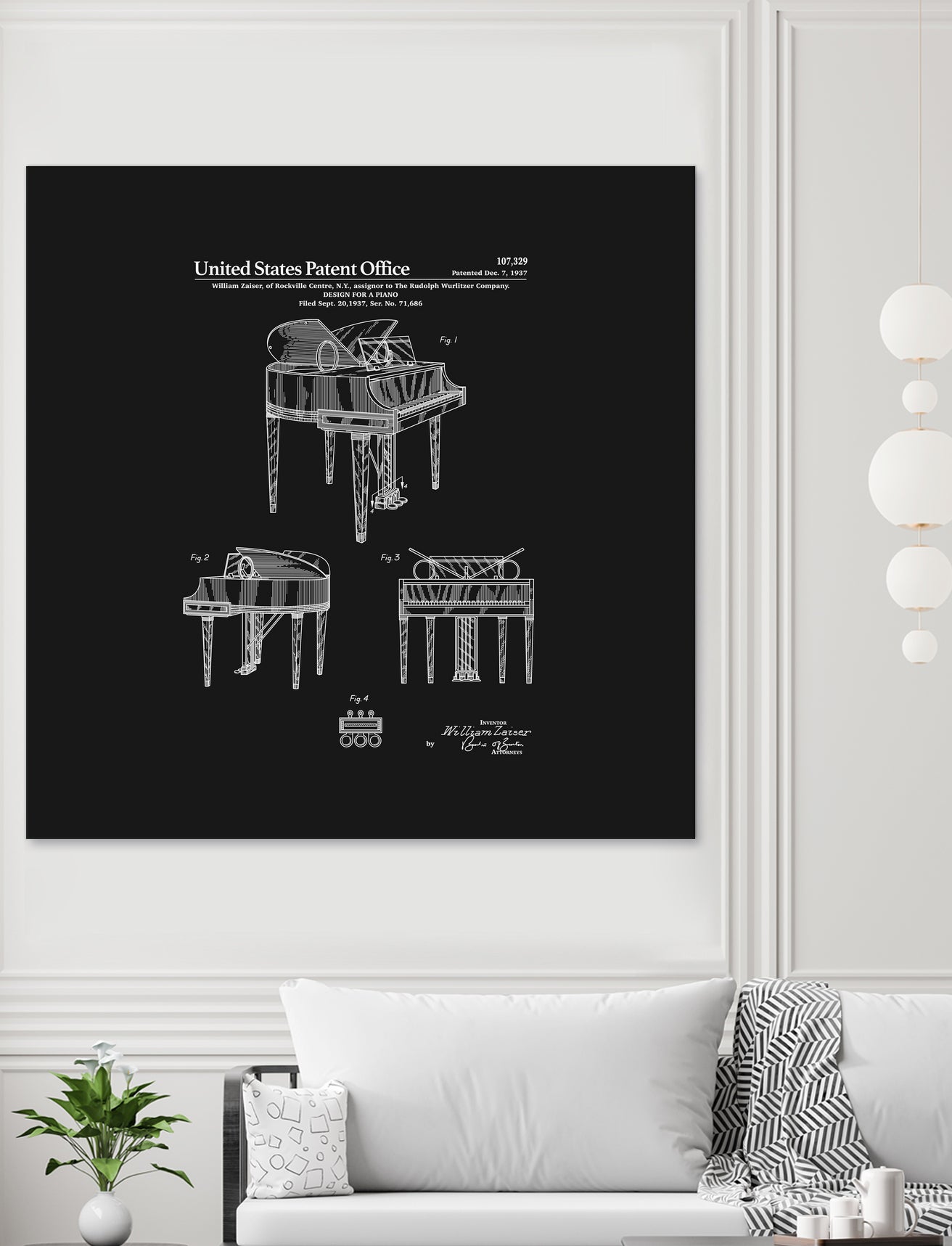 Piano Patent - Black by Finlay McNevin on GIANT ART - black typography