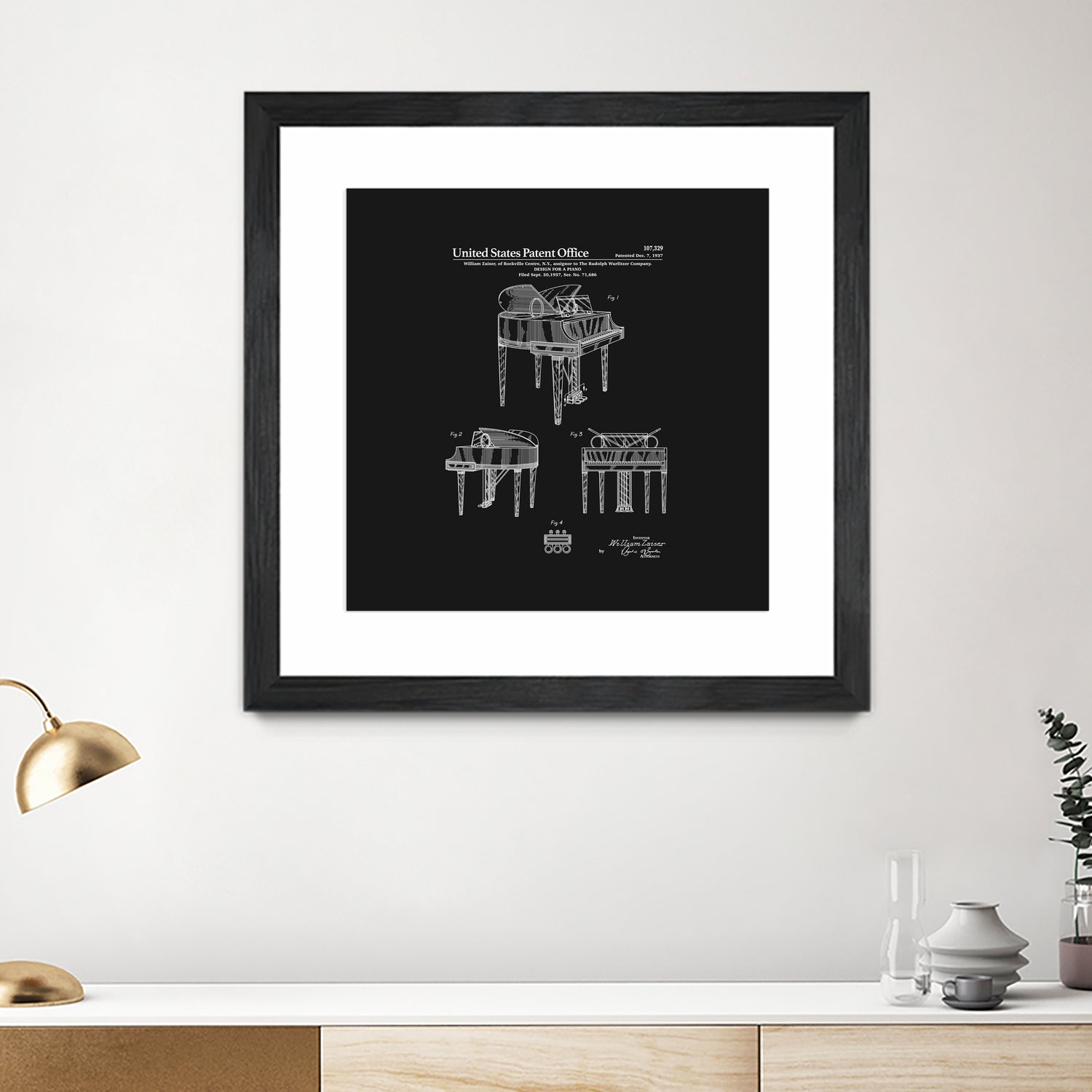 Piano Patent - Black by Finlay McNevin on GIANT ART - black typography