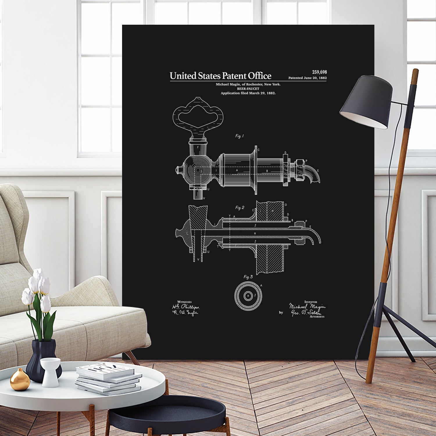 Beer Faucet Patent - Black by Finlay McNevin on GIANT ART - black typography